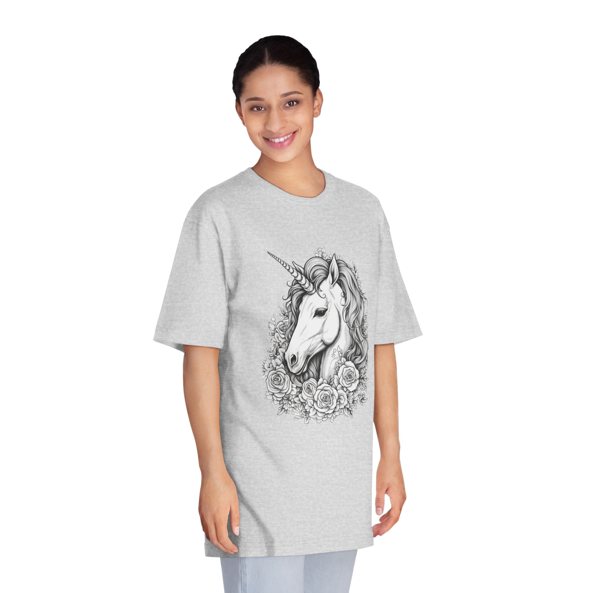 Unicorn With Roses Roses Around It Generative Ai Unisex Classic Crewneck T Shirt - Image 15