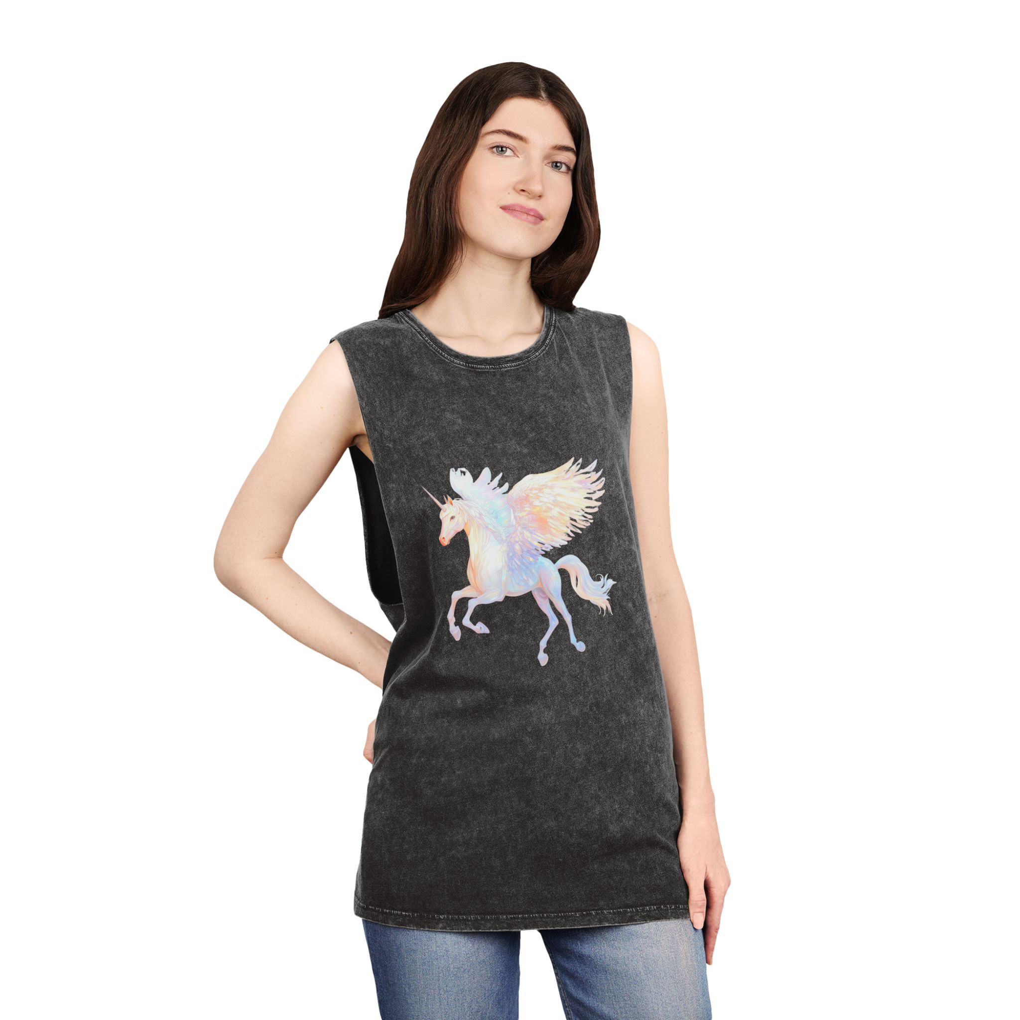 Png Pegasus Art Illustration Animal Unisex Stonewash Tank Top - Image 4