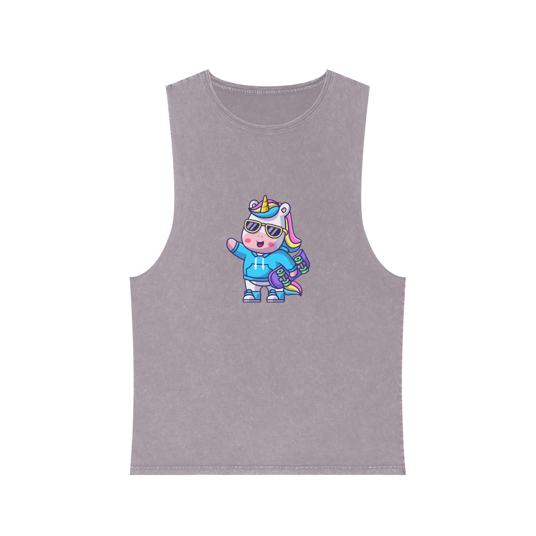 Cute Unicorn Skate Unisex Stonewash Tank Top - Image 17
