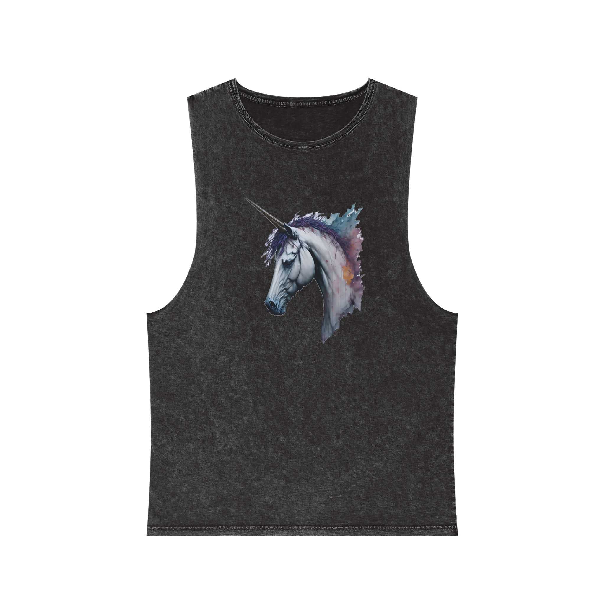 Illustration Unicorn Painted Watercolor Technique Generative Ai Decorative Painting Unisex Stonewash Tank Top