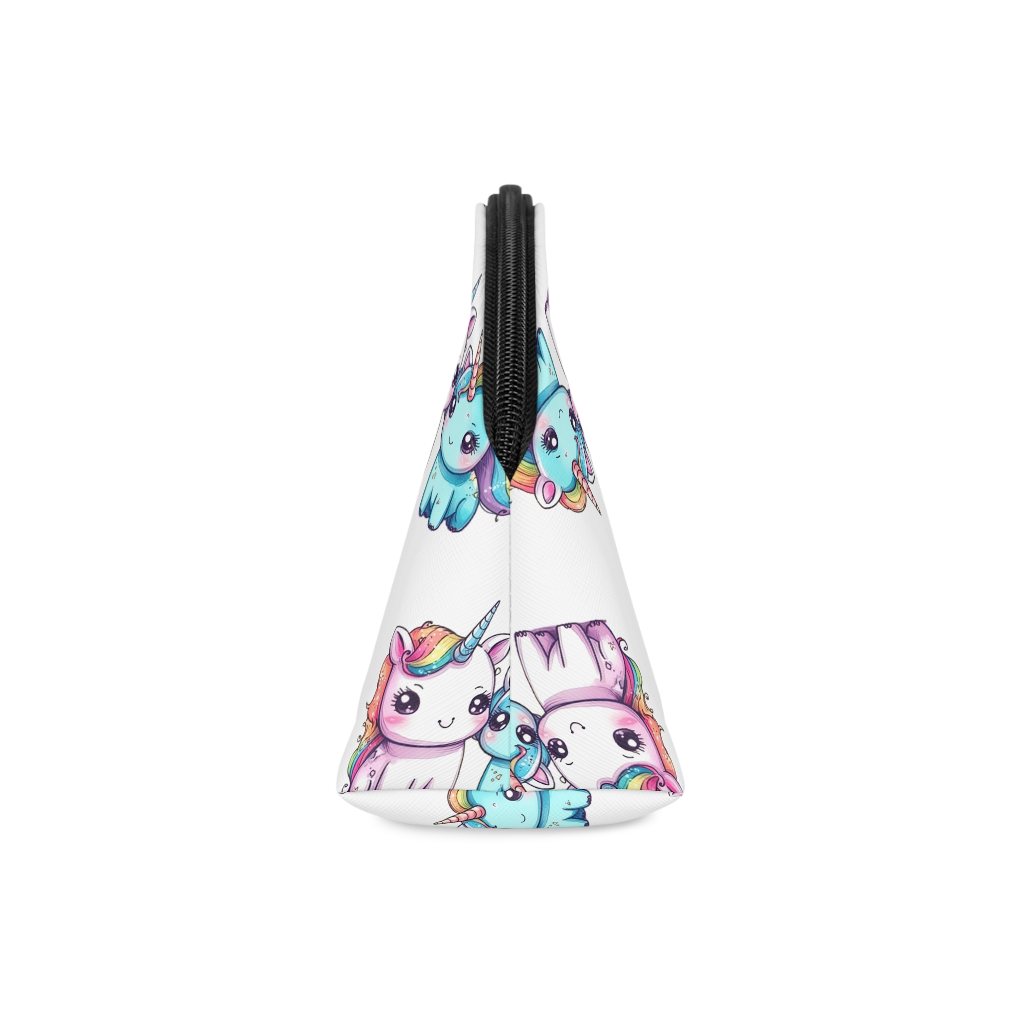 Pair Adorable Light Blue Pink Unicorns Isolated Rainbow Colors Background Makeup Bag - Image 4