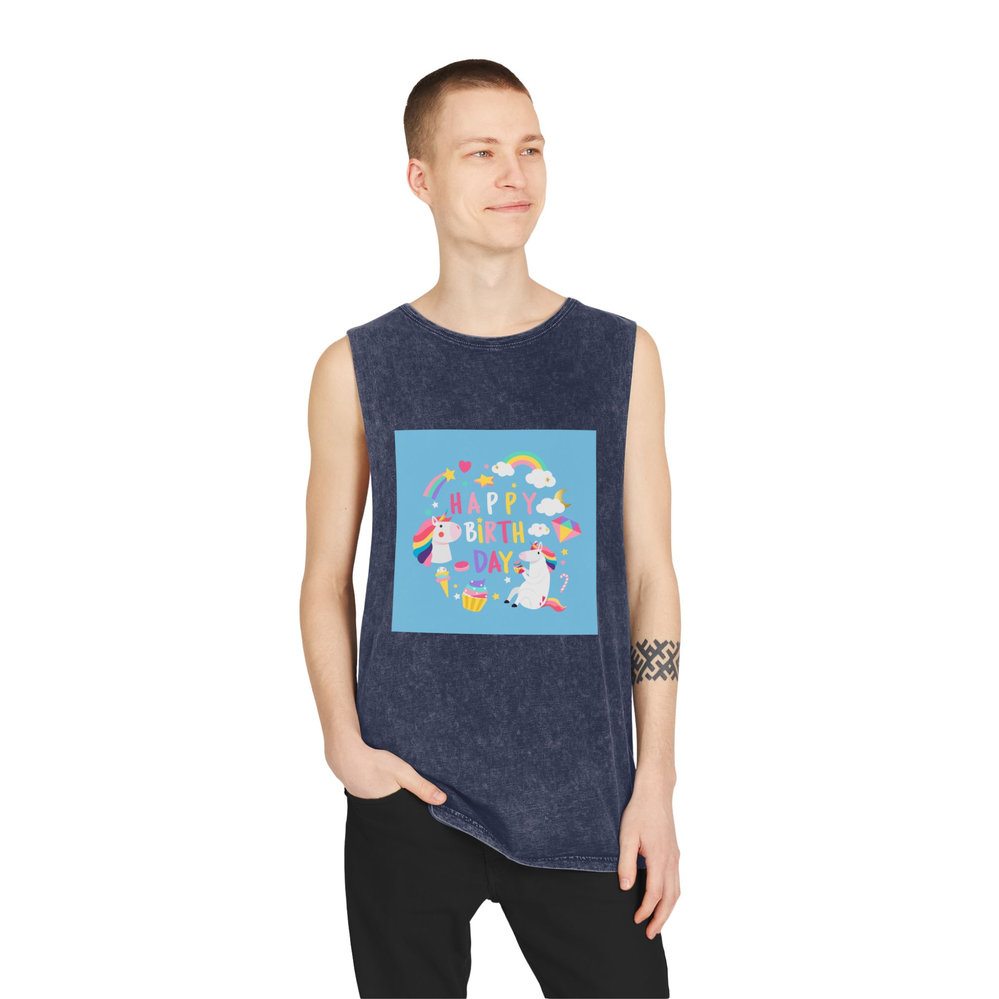 Unicorn V144 Unisex Stonewash Tank Top - Image 15