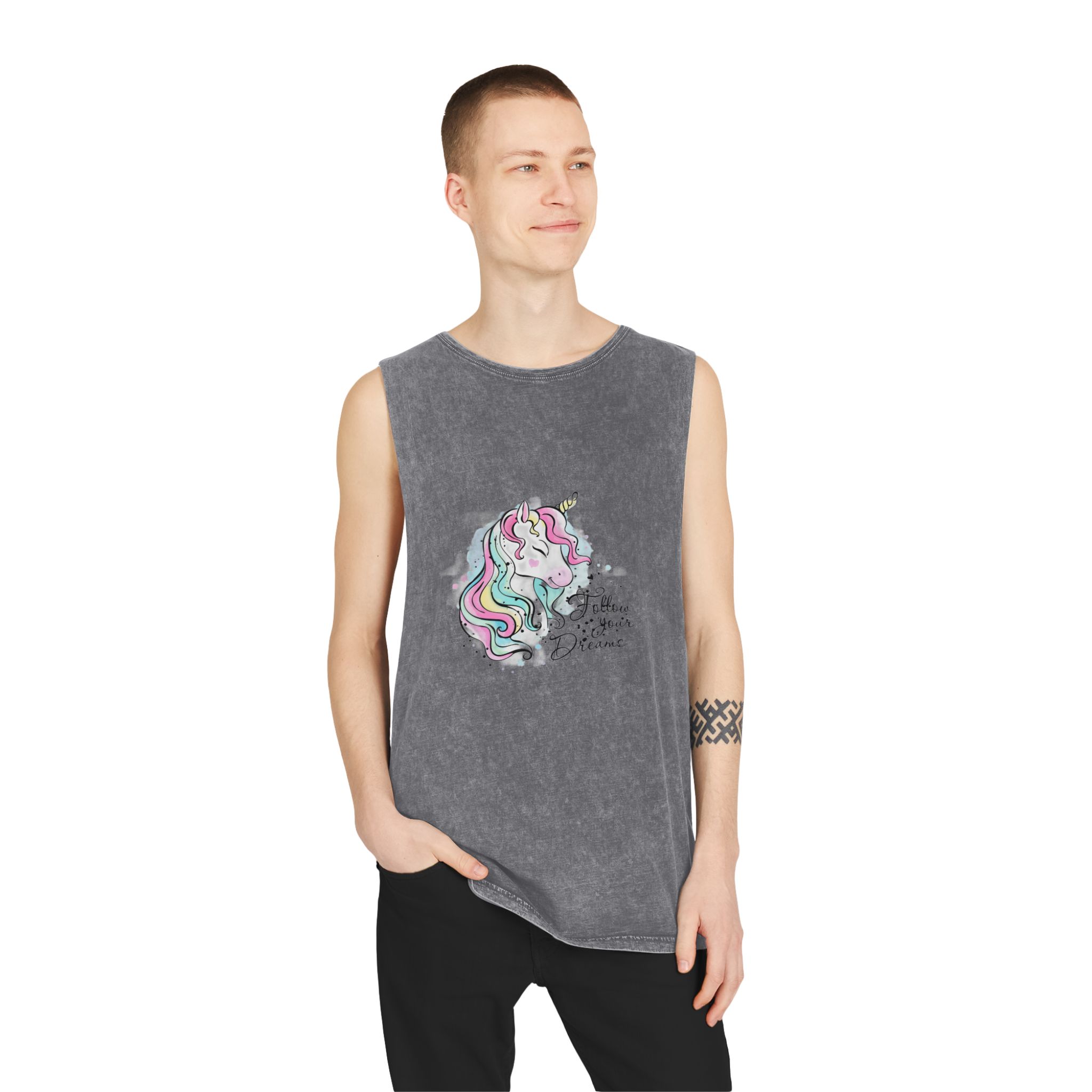 Follow Your Dream Unisex Stonewash Tank Top - Image 11