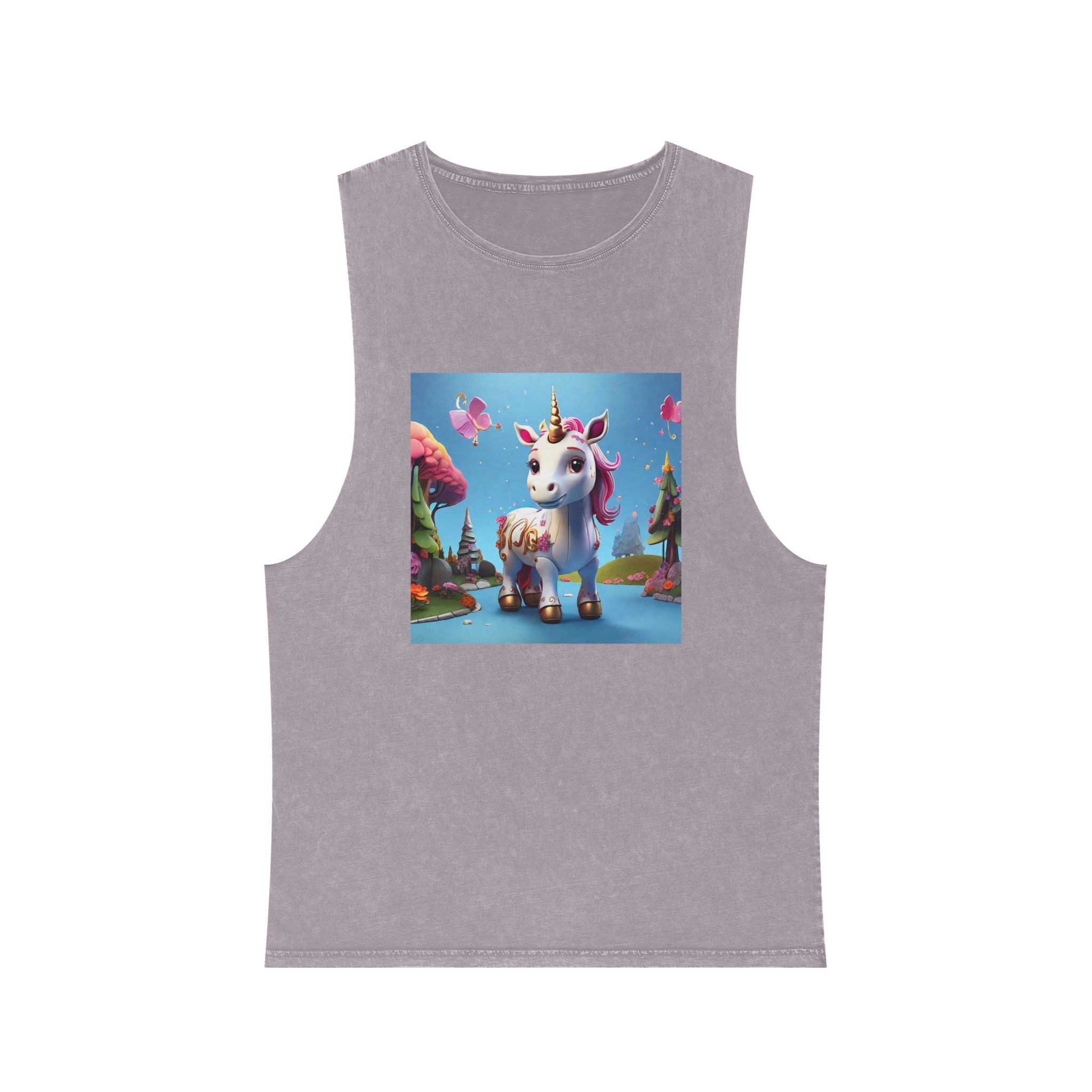 Animated Unicorn Children Generated By Ai (19) Unisex Stonewash Tank Top - Image 17