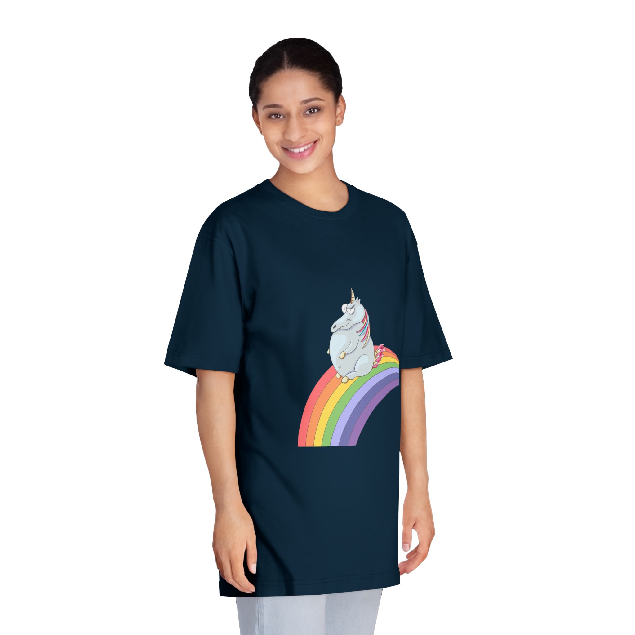 Unicorn and Rainbow Childrens Tale Magic Art Flat Unisex Classic Crewneck T Shirt - Image 19