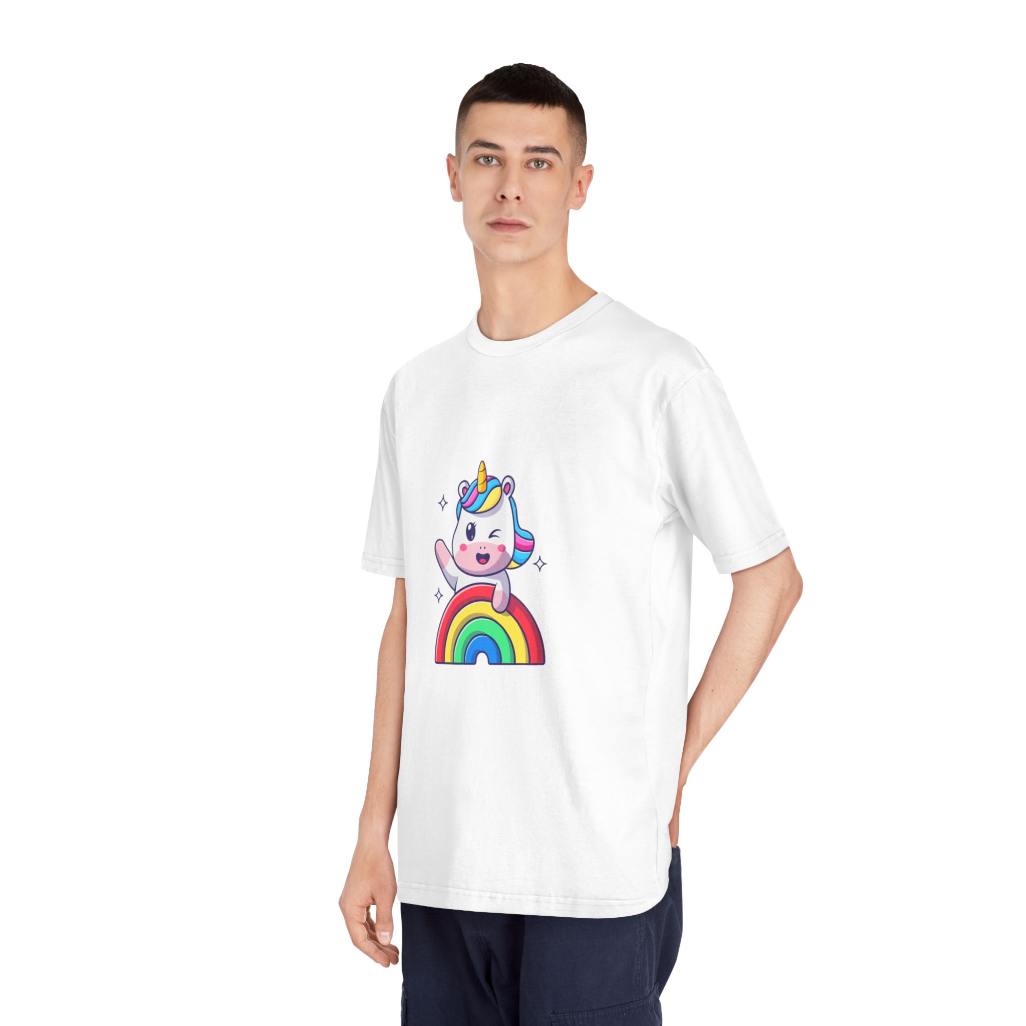 Cute Unicorn Rainbow Unisex Classic Crewneck T Shirt - Image 4