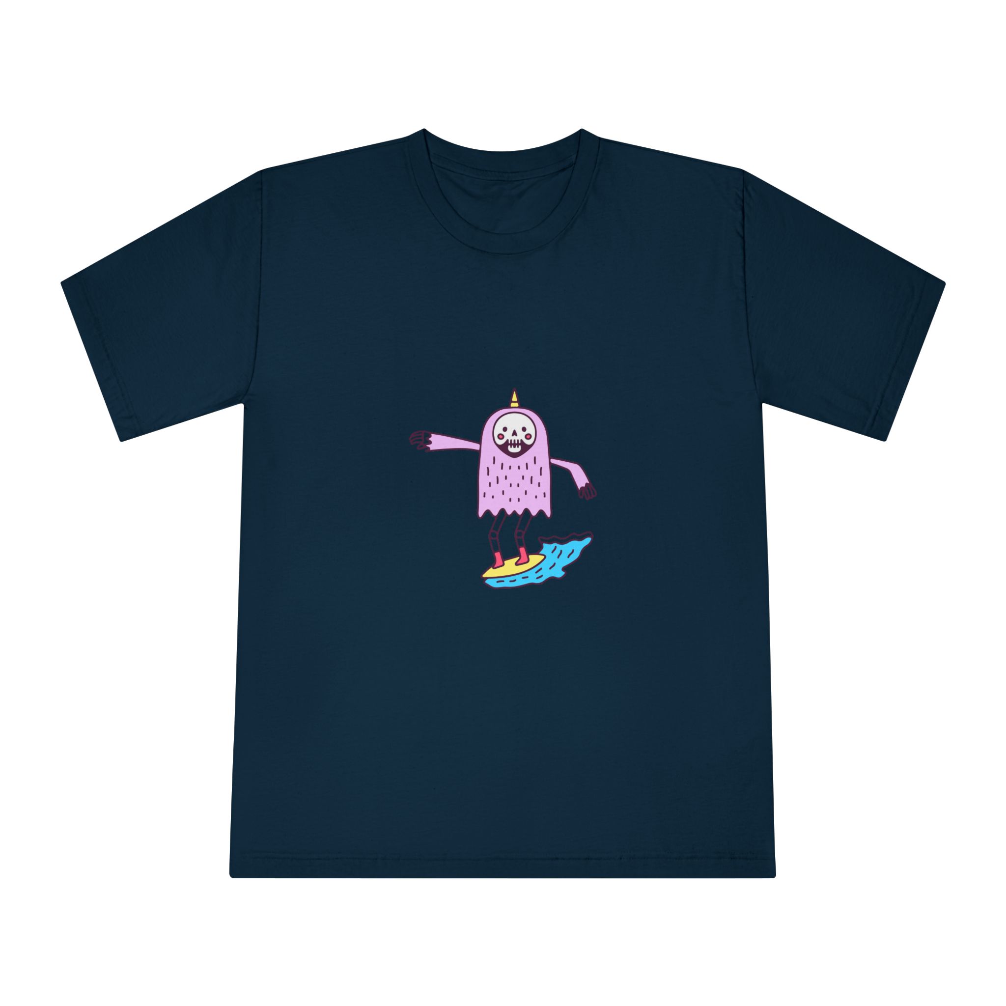 Cute Unicorn Grim Reaper Surfing Illustration T Shirt Sticker Apparel Merchandise Unisex Classic Crewneck T Shirt - Image 17