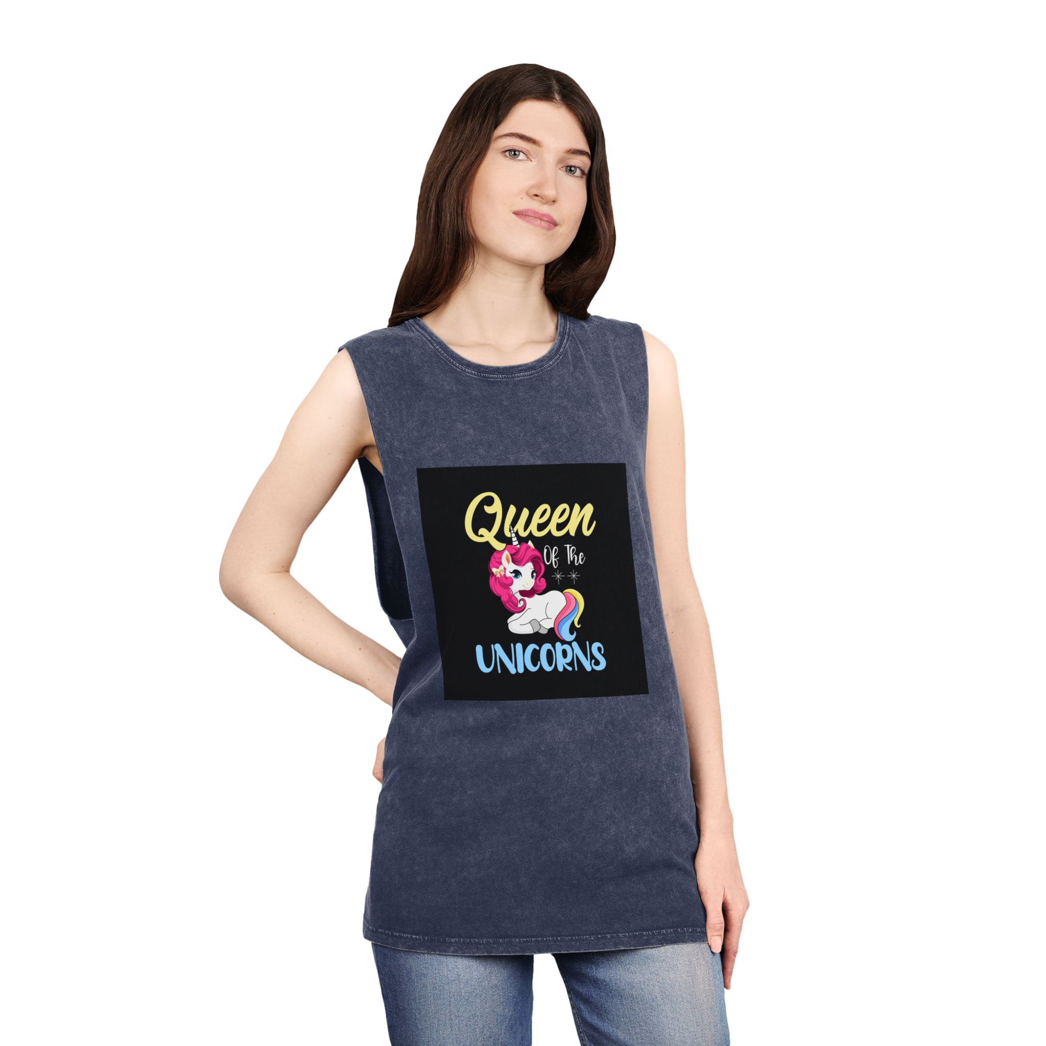 Unicorn 19 Unisex Stonewash Tank Top - Image 16
