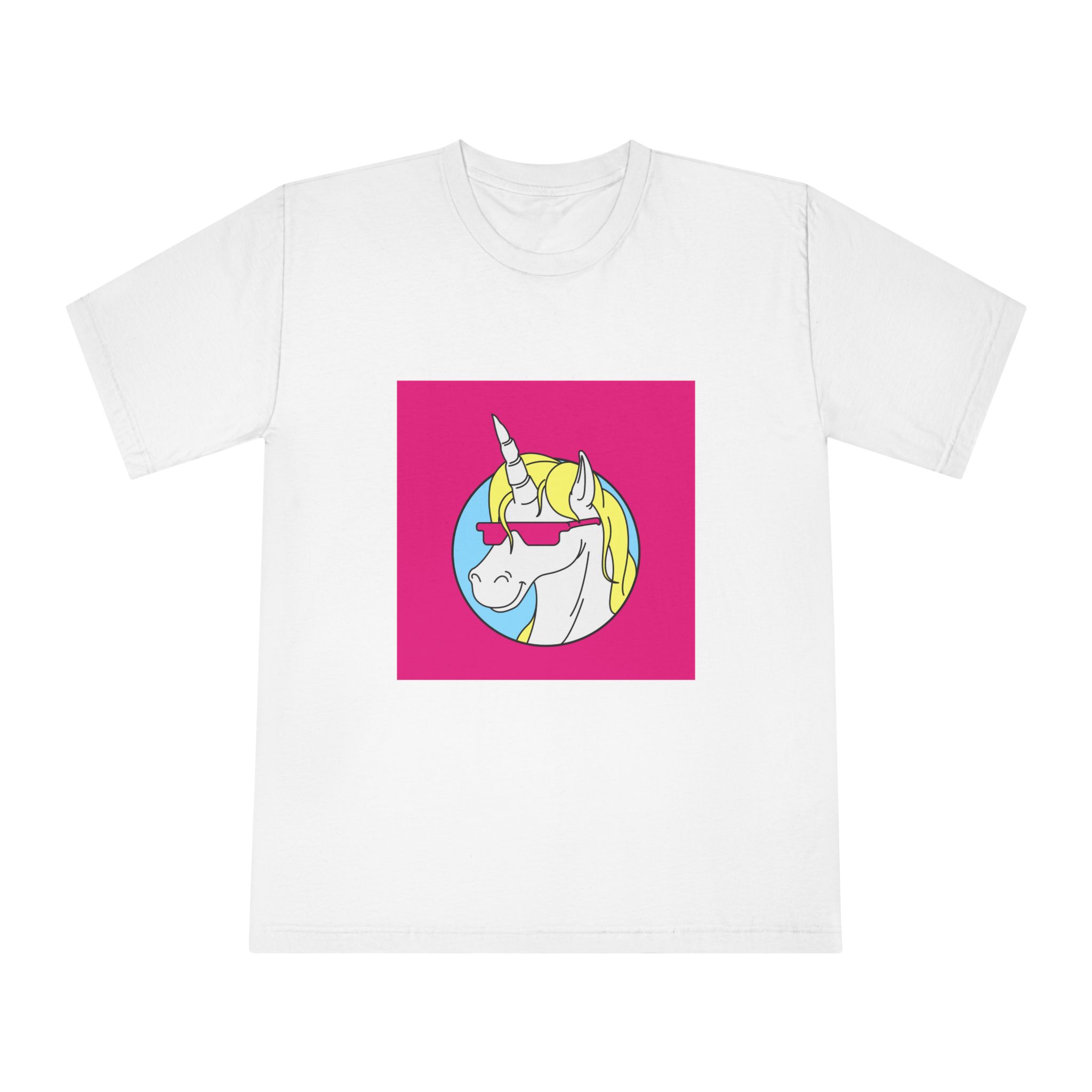 Retro Emblem of Unicorn Wearning A Glasses Unisex Classic Crewneck T Shirt