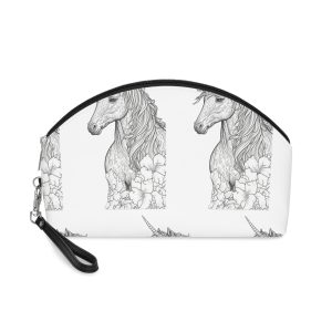 Unicorn Fantastic Vintage Flowers Image Generative Ai Makeup Bag