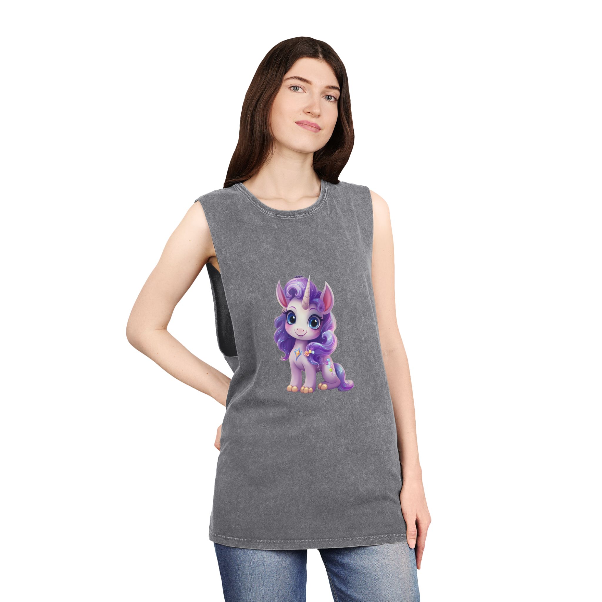 Beautiful Cute Baby Unicorn (8) Unisex Stonewash Tank Top - Image 12