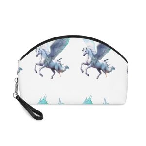 Unicorn With Wings Flying Sky With Full Moon Background Generative Ai Makeup Bag