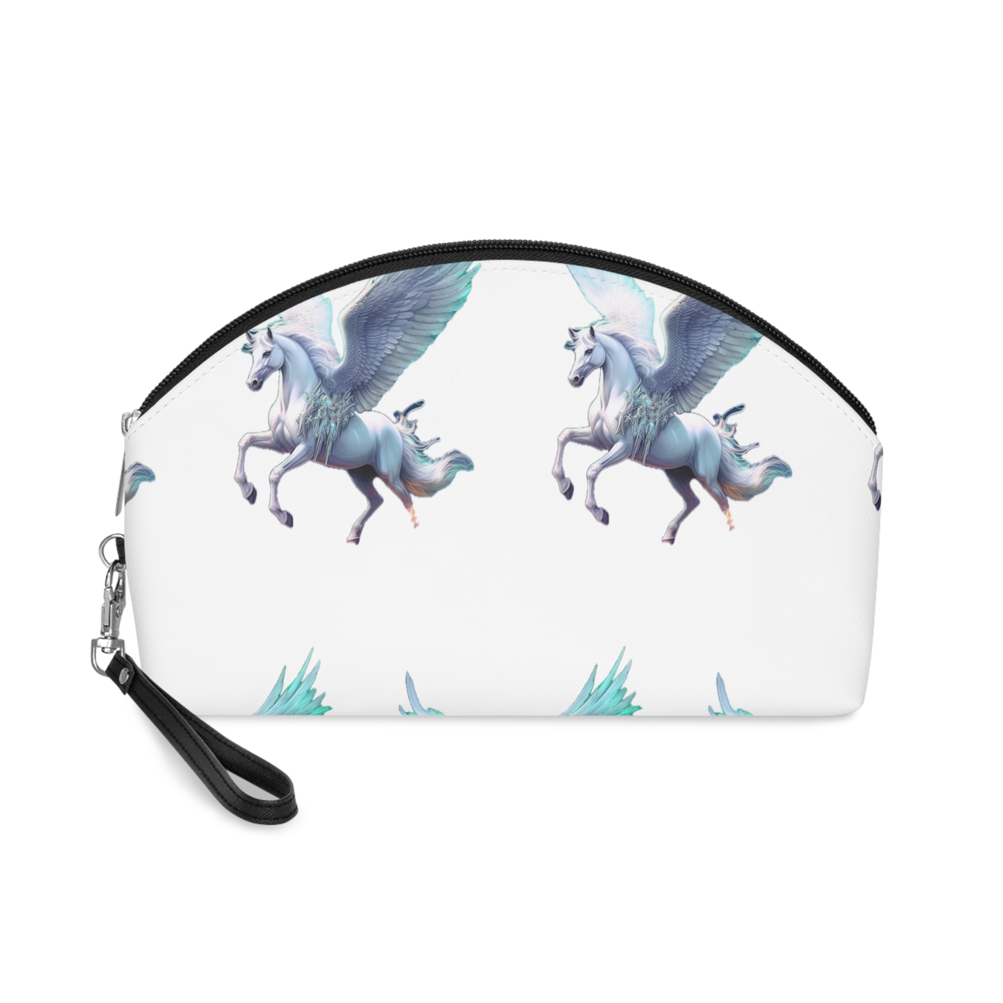 Unicorn With Wings Flying Sky With Full Moon Background Generative Ai Makeup Bag