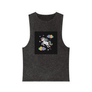Rainbow With Rainbow It Words Unicorn Bottom Unisex Stonewash Tank Top
