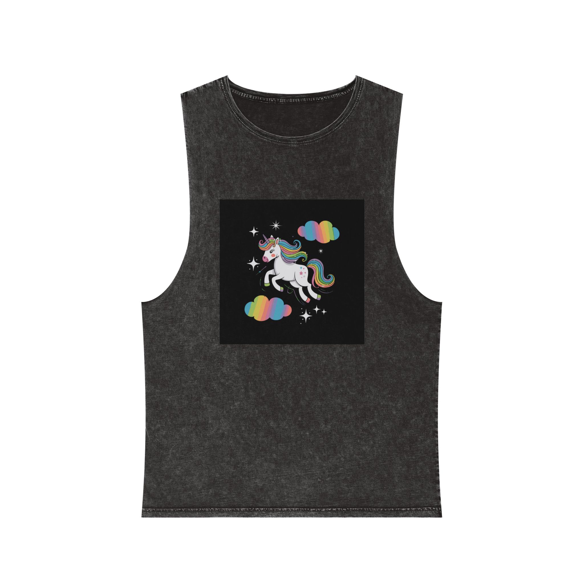 Rainbow With Rainbow It Words Unicorn Bottom Unisex Stonewash Tank Top