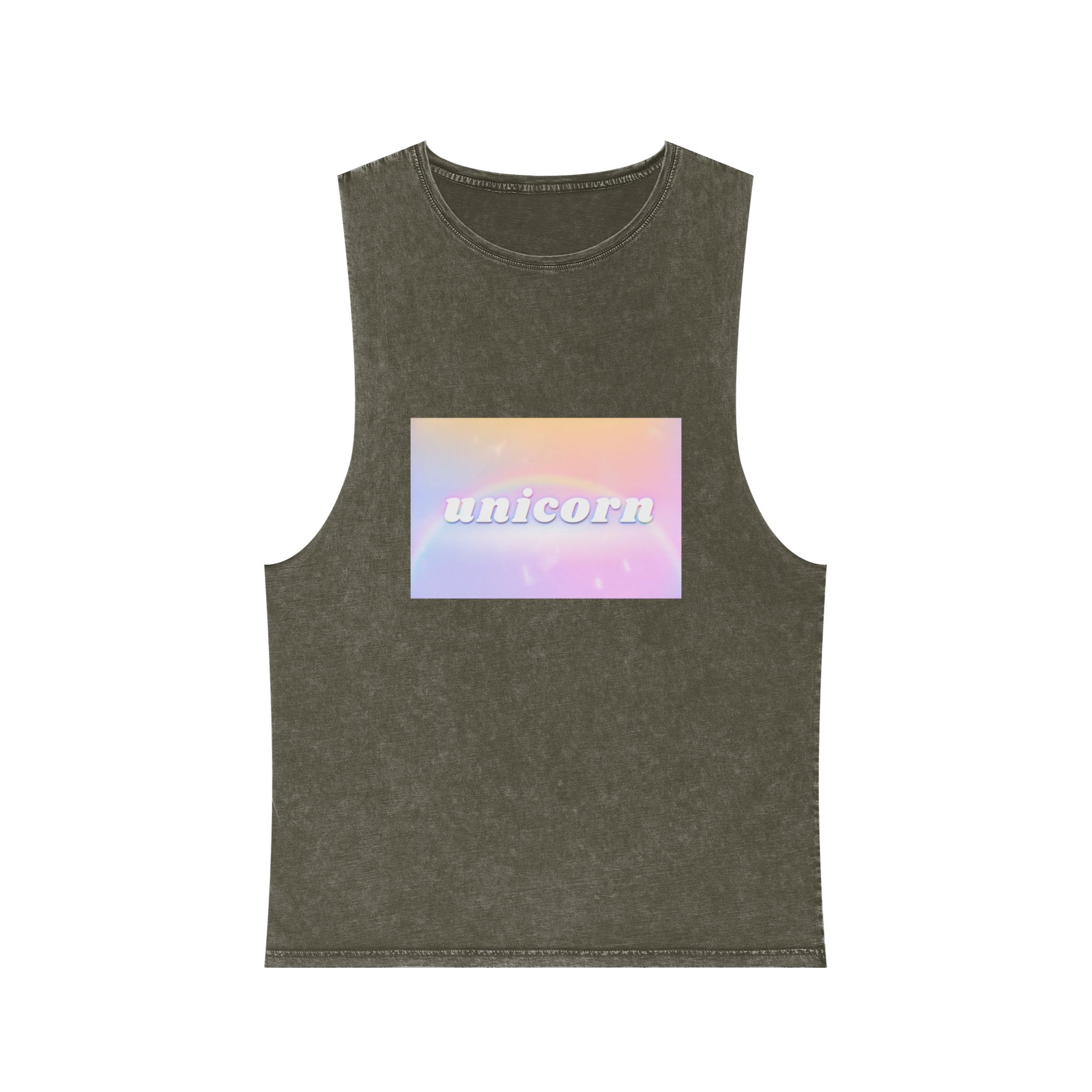 Unicorn Aesthetic Typography Colorful Glowing Rainbow Font Unisex Stonewash Tank Top - Image 5