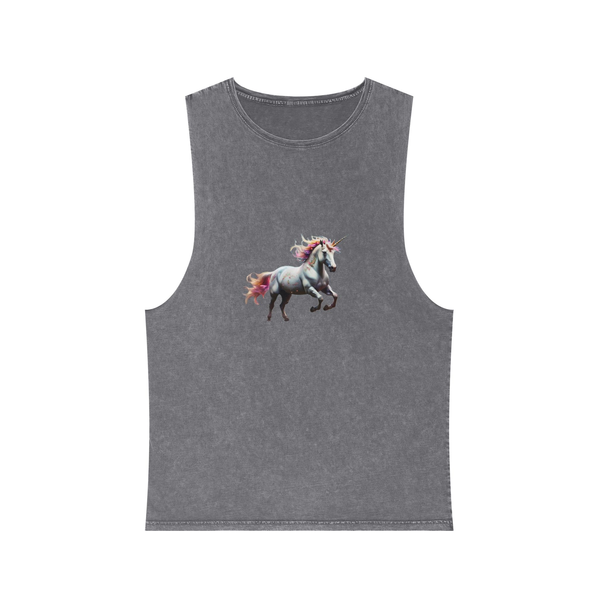 Beautiful Unicorn Running Magical Meadow Unicorn Background Images Whimsical Unicorn (50) Unisex Stonewash Tank Top - Image 9
