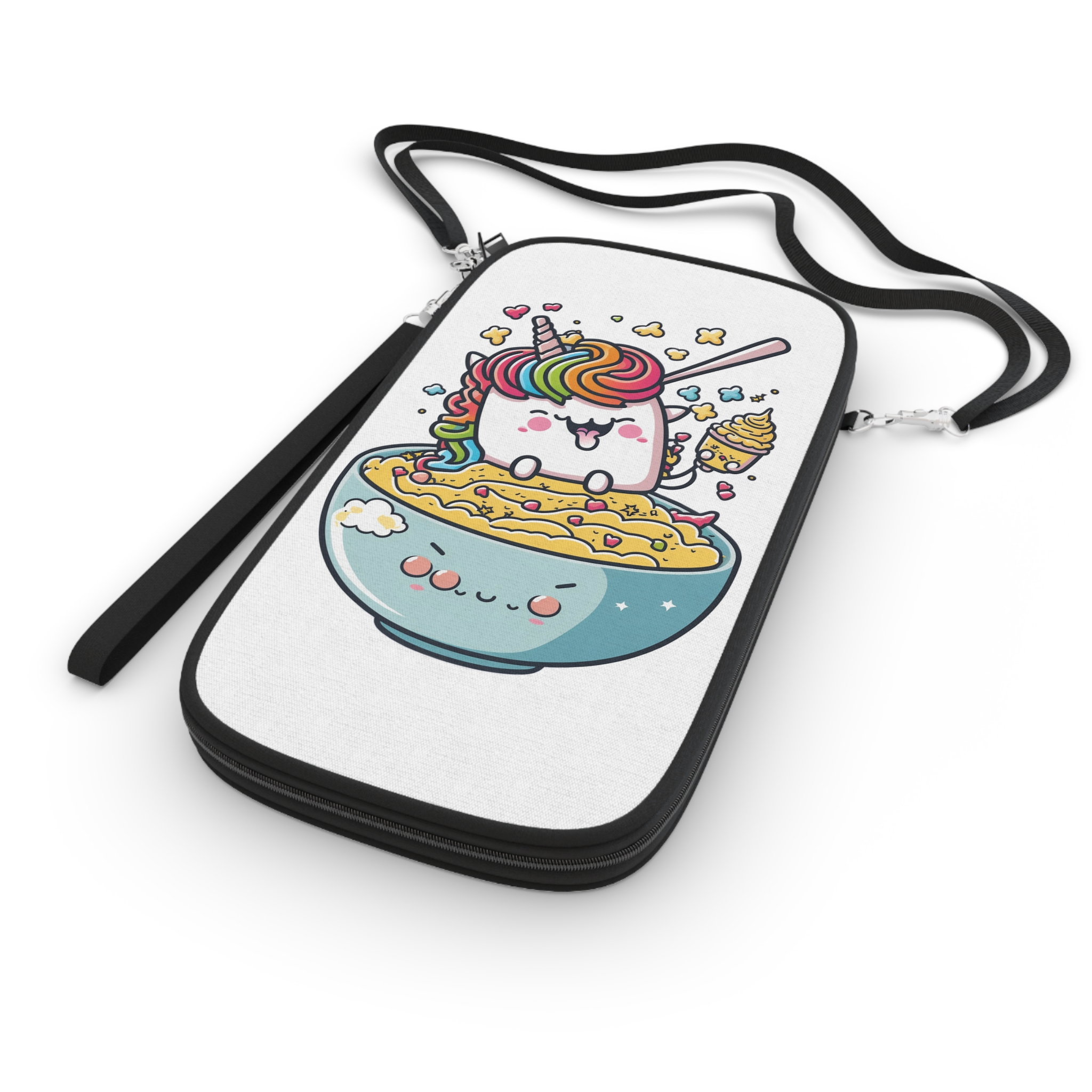 Cute Kawaii Unicorn Graphic Eating Ramen Passport Wallet - Image 3