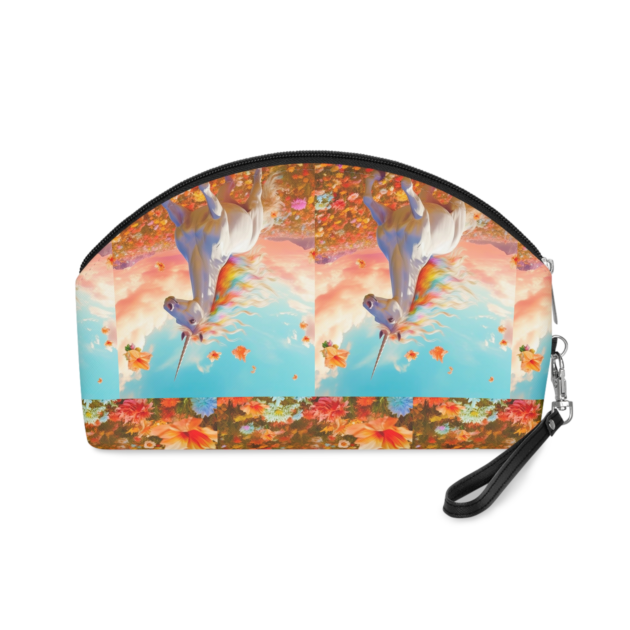 Image White Unicorn Running Through Field Wildflowers Generative Ai Makeup Bag - Image 2
