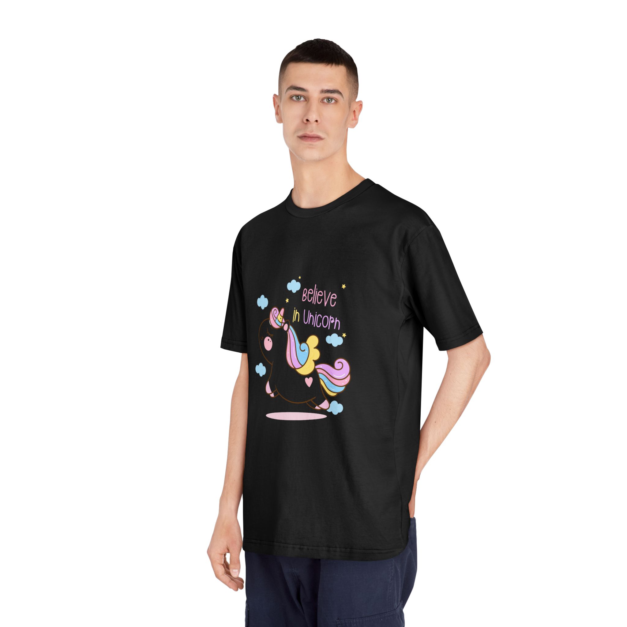 Cute Unicorn Cartoon Jump Air Flat Style Unisex Classic Crewneck T Shirt - Image 8