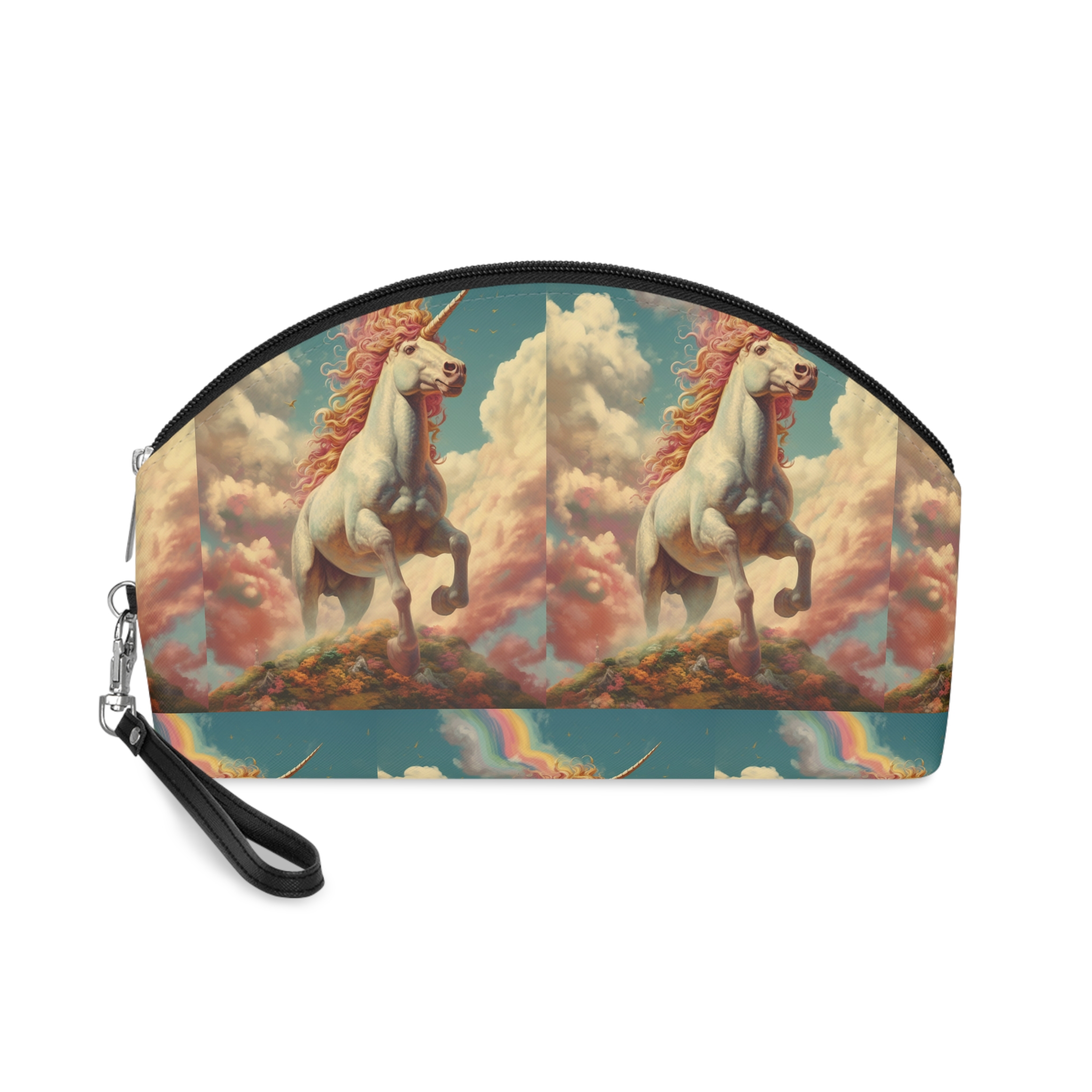 Painting Unicorn With Rainbow Sky Generative Ai Makeup Bag