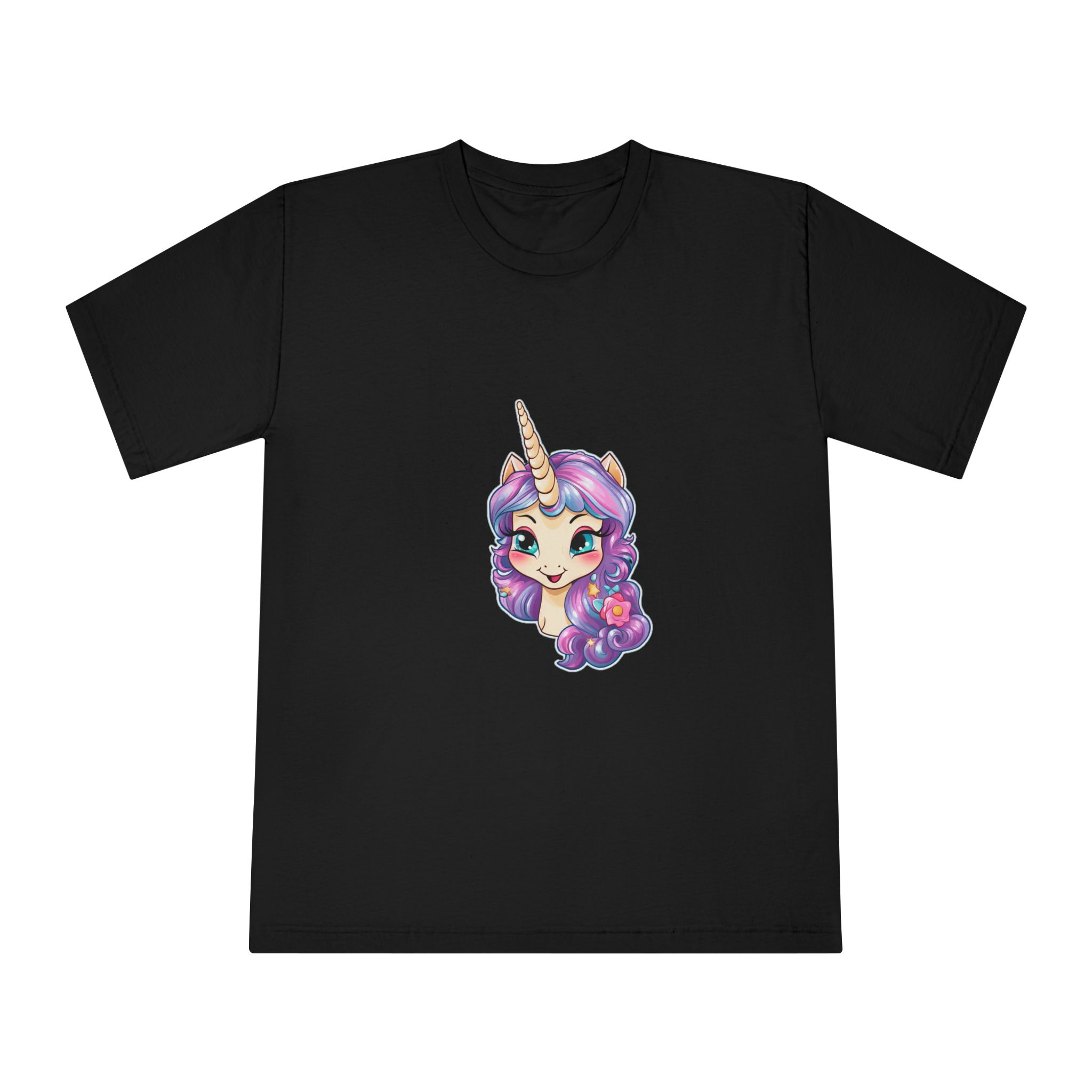 Cute Little Baby Unicorn With Rainbow Flowers Vector Illustration Set Generative Ai Unisex Classic Crewneck T Shirt - Image 5