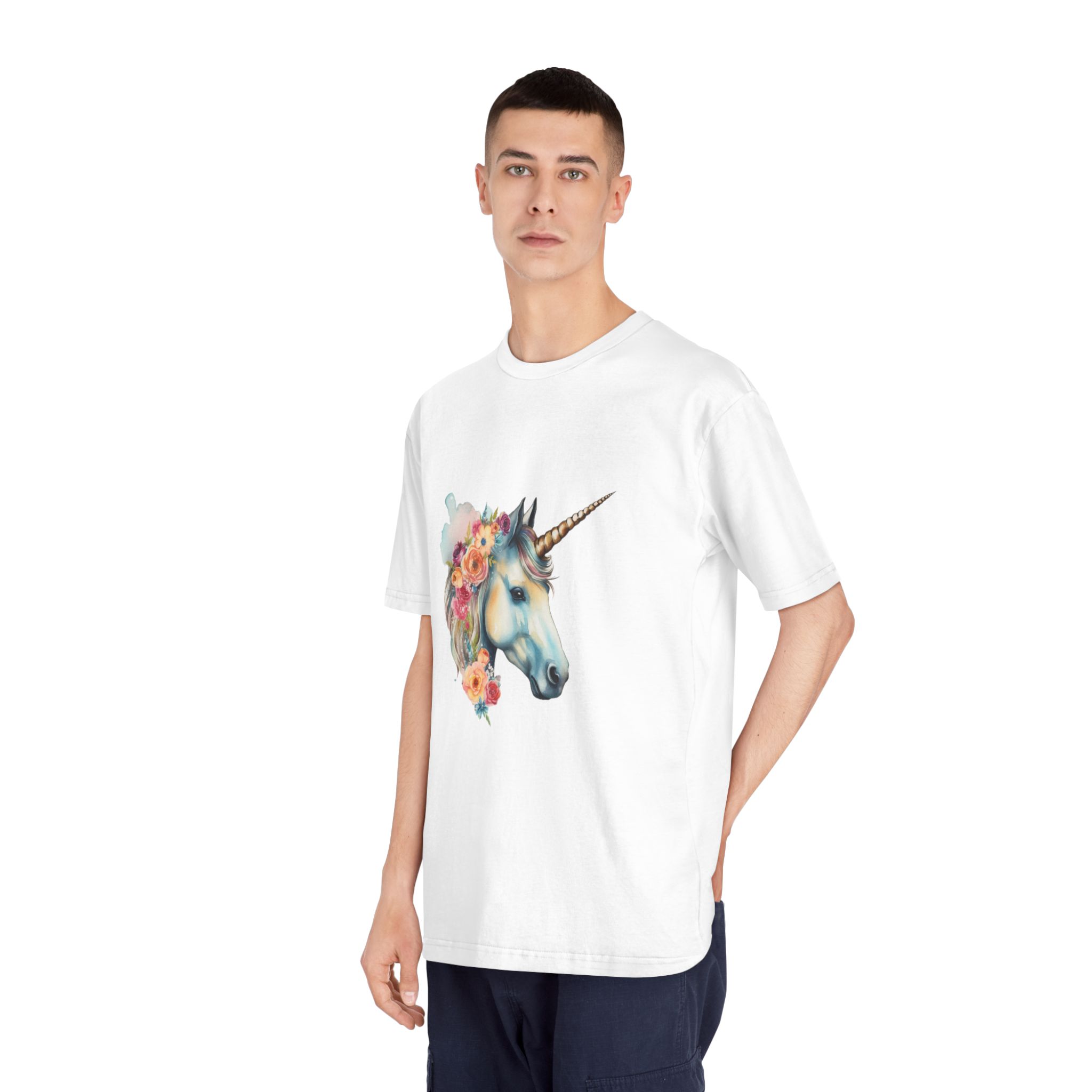 Unicorn With Flower Crown (1) Unisex Classic Crewneck T Shirt - Image 4