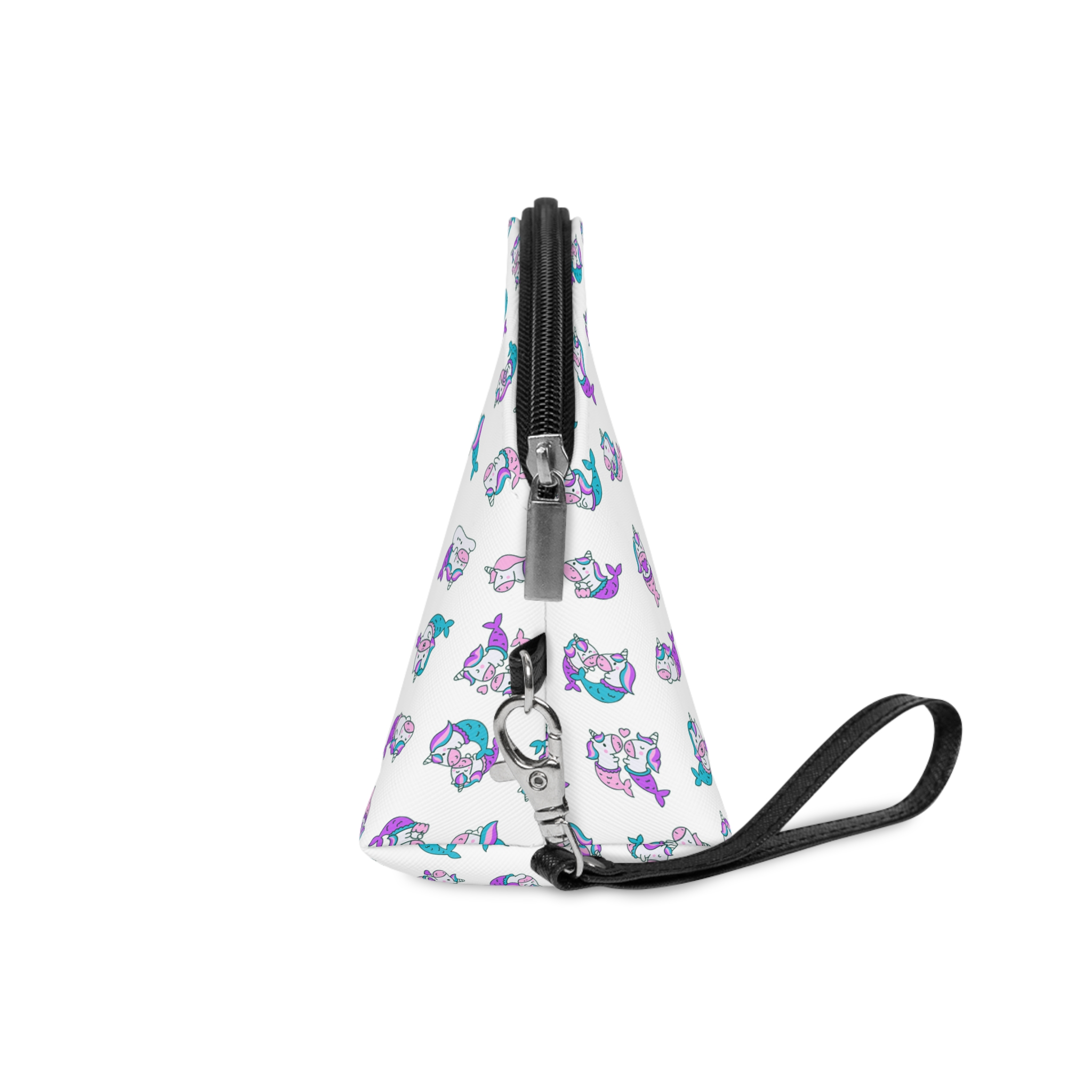 Cute Kawaii Unicorn Mermaid Fantasy Cartoon Characters Hand Drawn Style Makeup Bag - Image 3