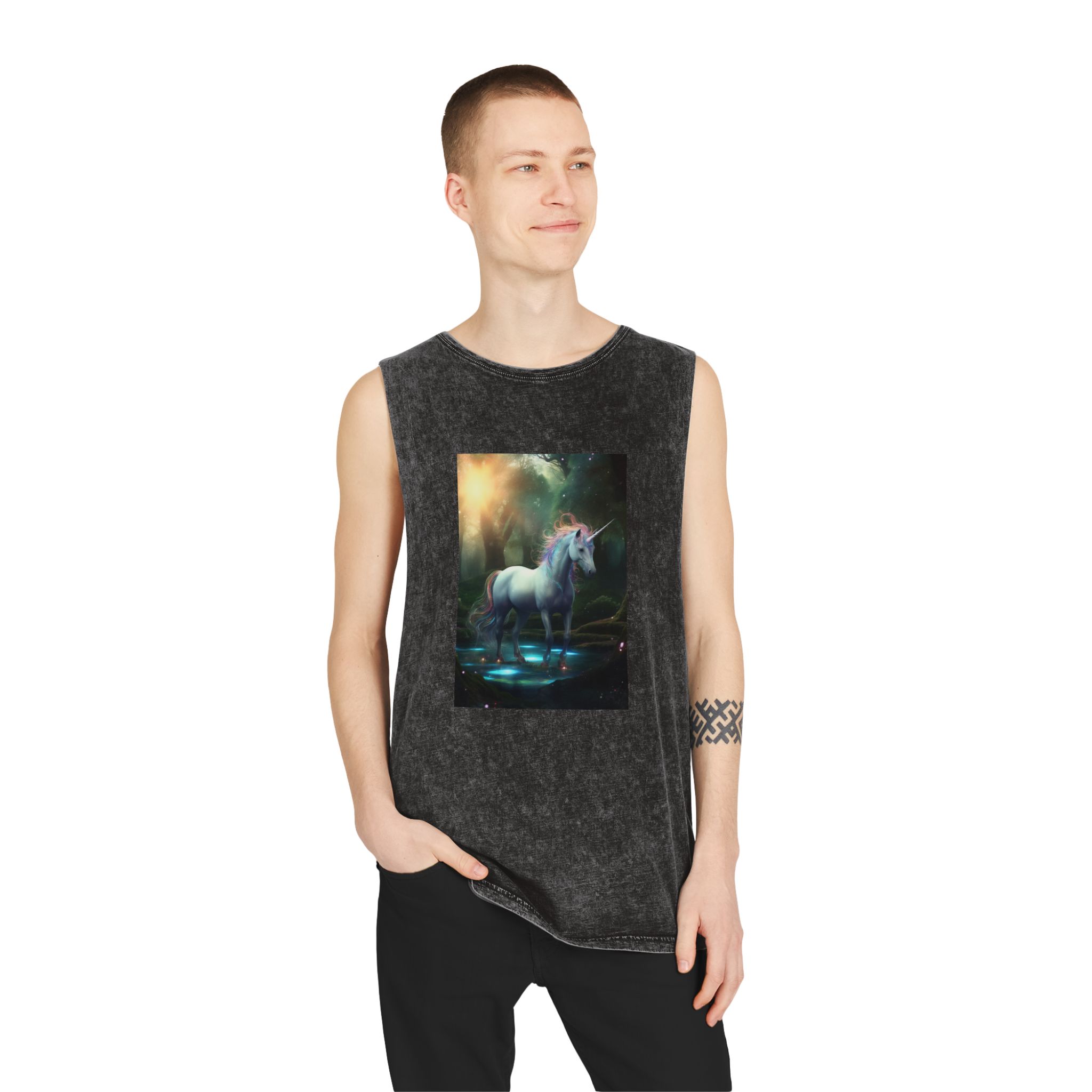 Magical Mythical Unicorn Creature 9 Unisex Stonewash Tank Top - Image 3
