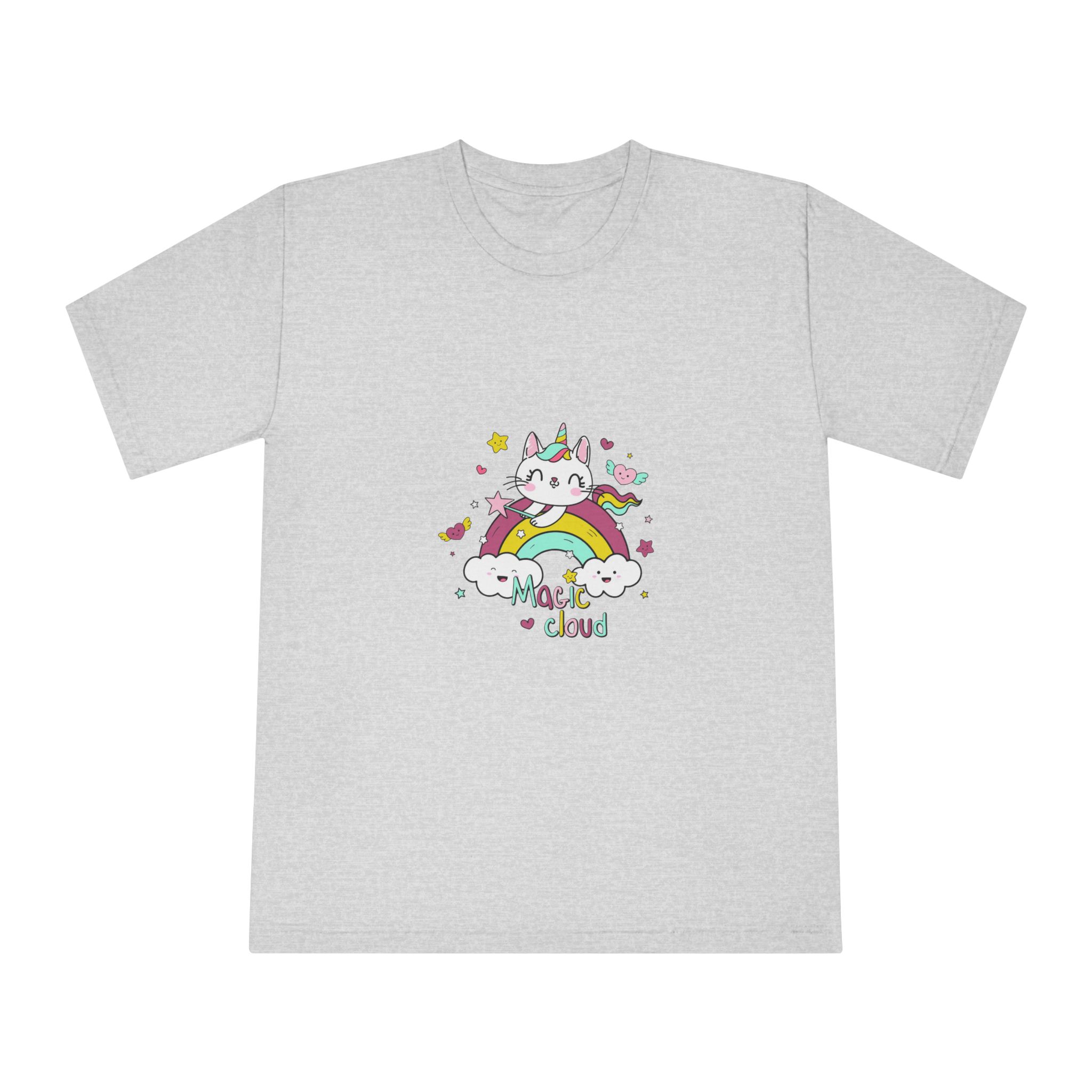 Unicorn Cat Rainbow With Magic Cloud Illustration Unisex Classic Crewneck T Shirt - Image 13