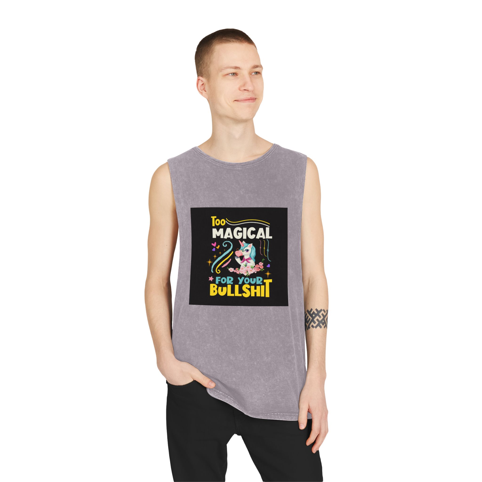 Unicorn Design 8 Unisex Stonewash Tank Top - Image 19