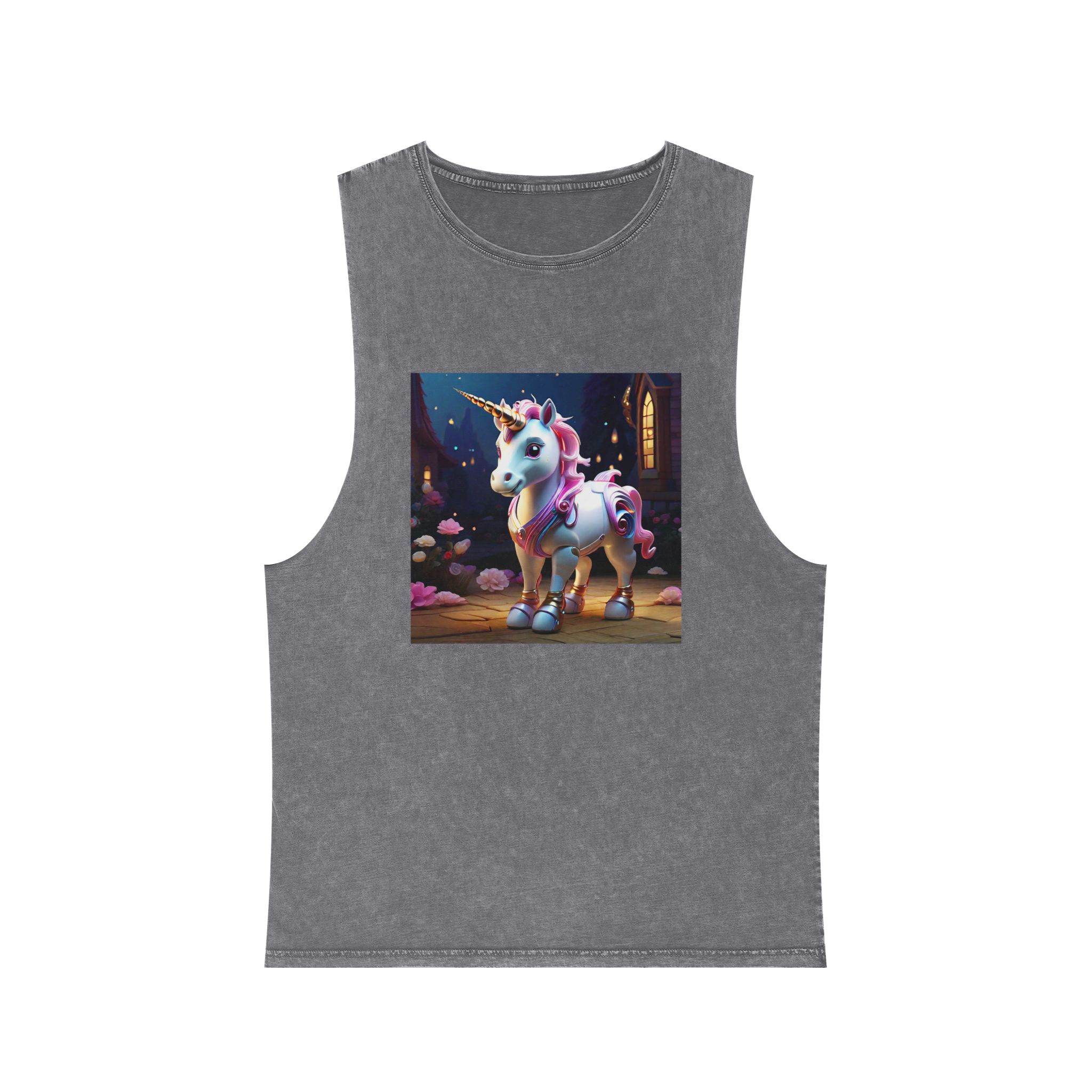 Animated Unicorn Children Generated By Ai (9) Unisex Stonewash Tank Top - Image 9