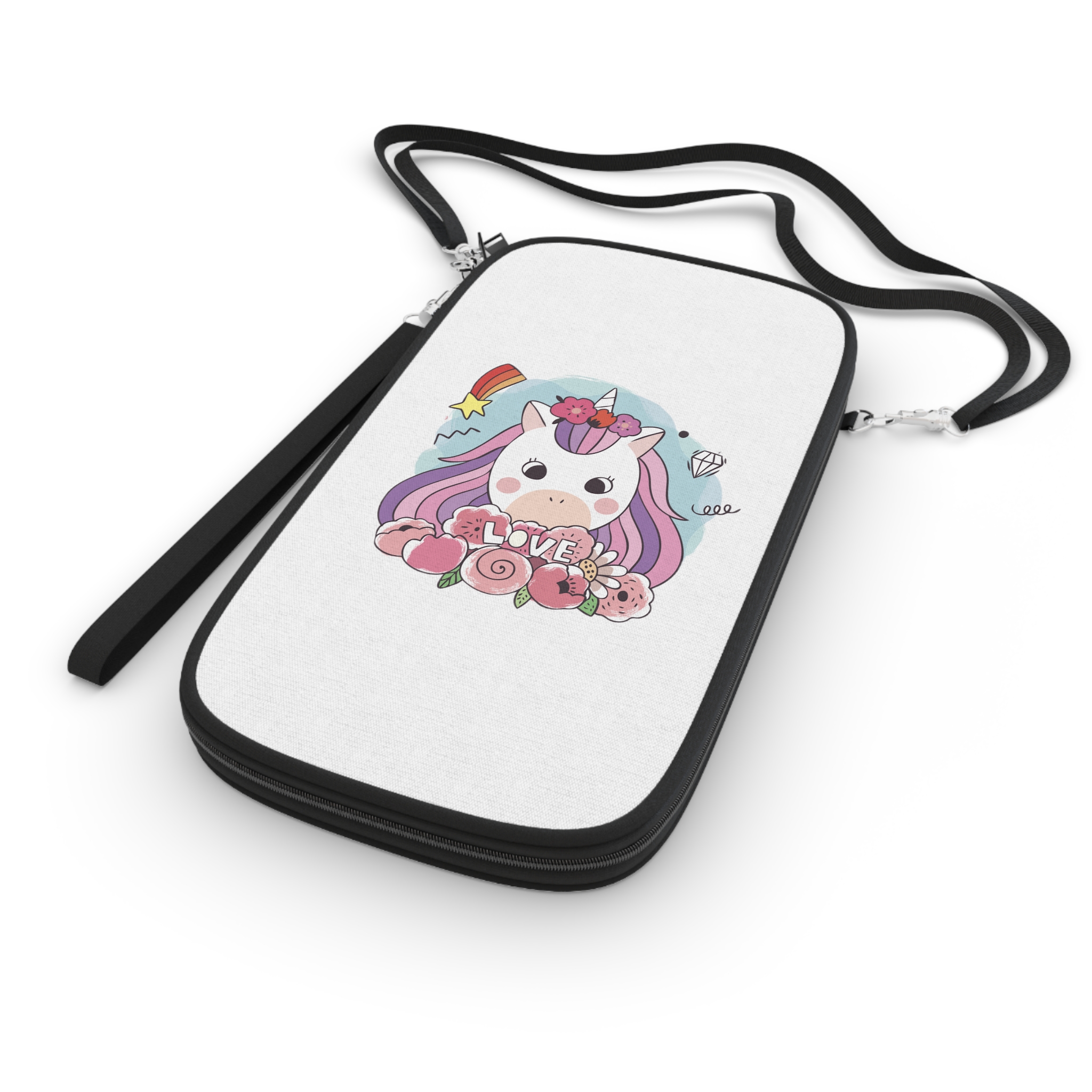 Cartoon Cute Sweet Unicorns Flower Passport Wallet - Image 3