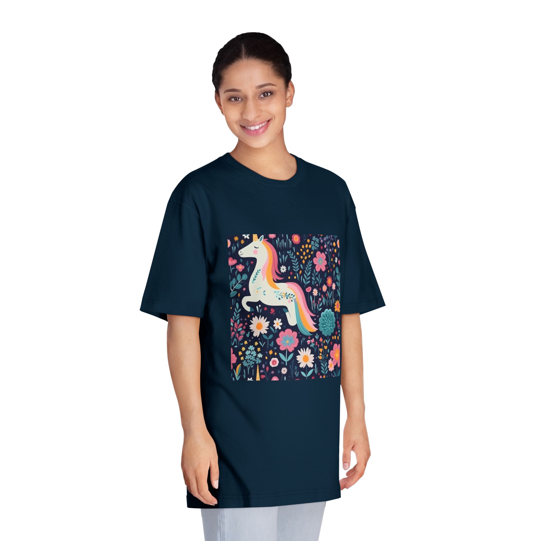 Childish Seamless Pattern Background With Colorful Unicorns (1) Unisex Classic Crewneck T Shirt - Image 19