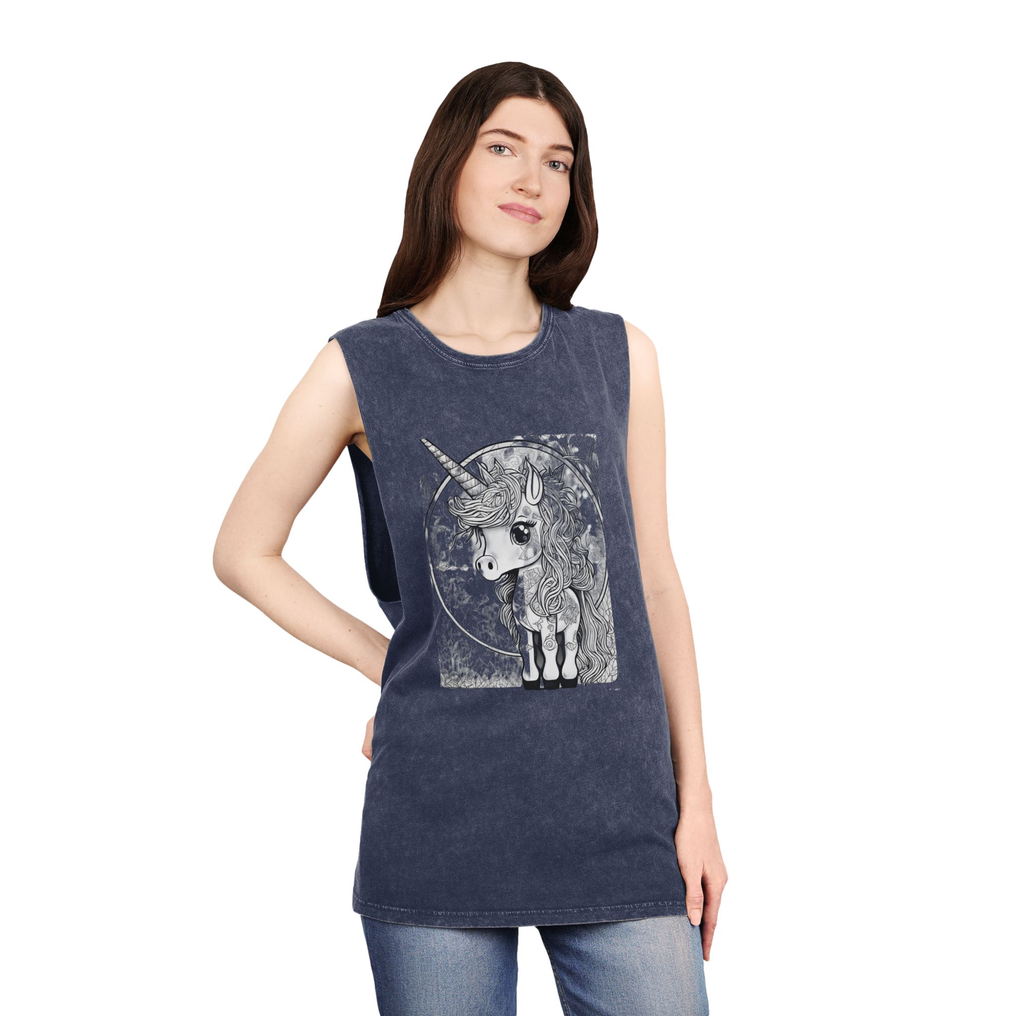 Children S Unicorn Fantasy Art Unisex Stonewash Tank Top - Image 16