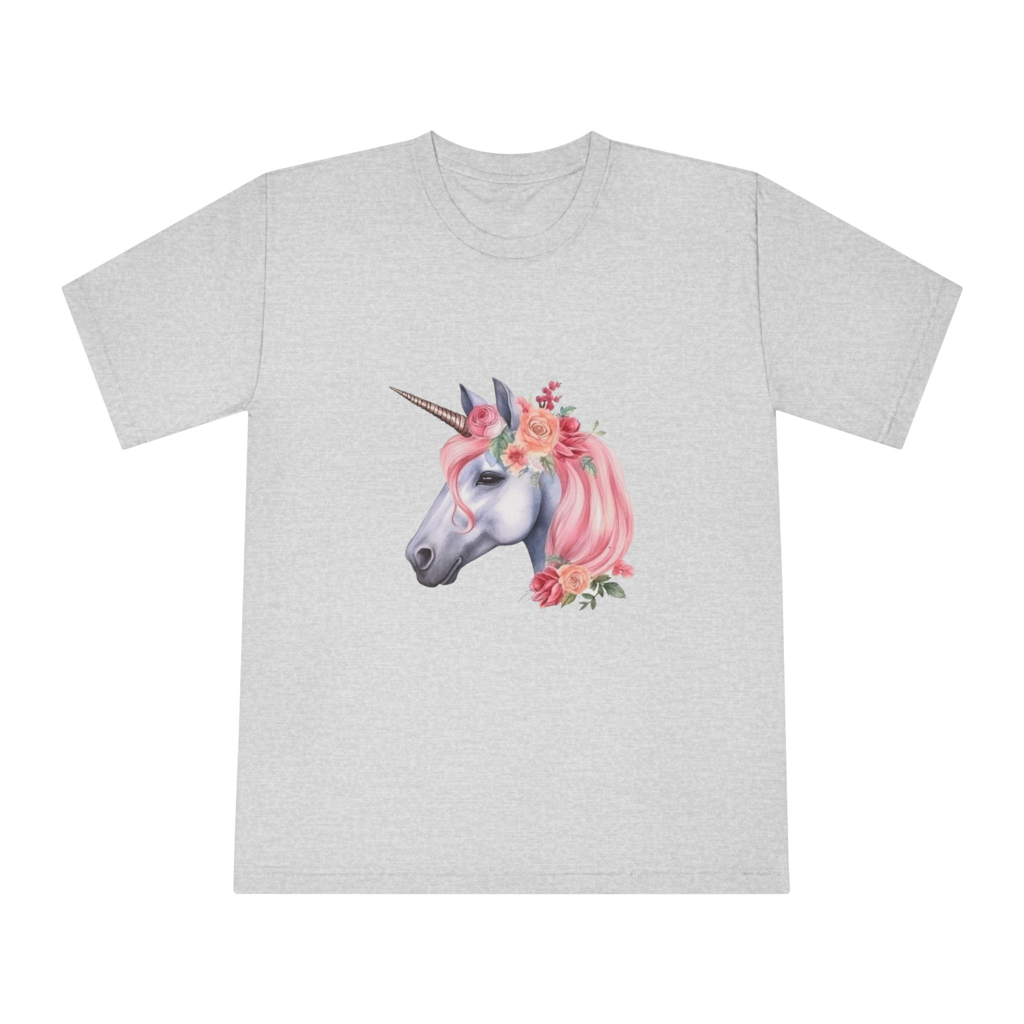 Unicorn With Pink Mane Flowers Head Generative Ai Unisex Classic Crewneck T Shirt - Image 13