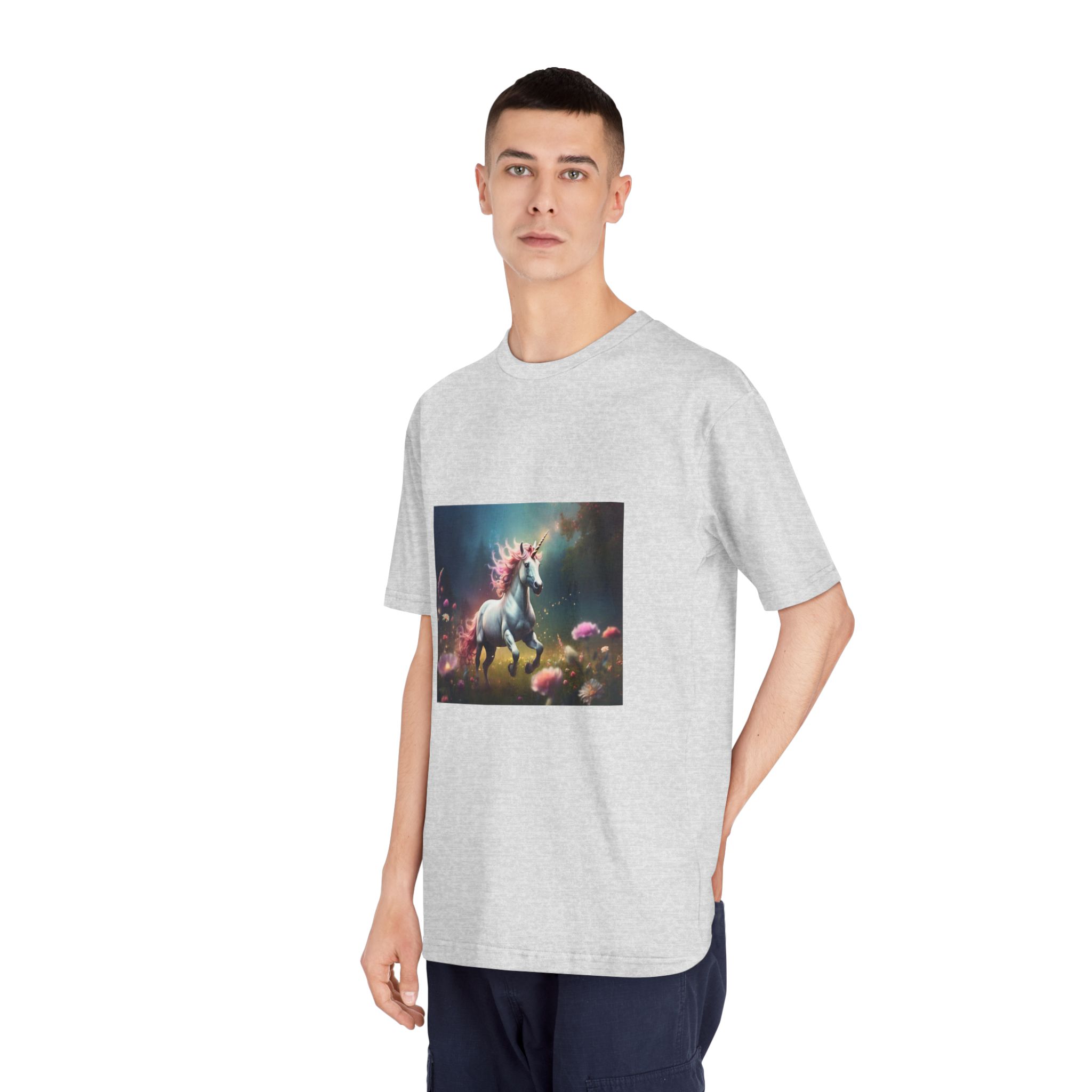 Beautiful Unicorn Running Magical Meadow Unicorn Background Images Whimsical Unicorn (22) Unisex Classic Crewneck T Shirt - Image 16