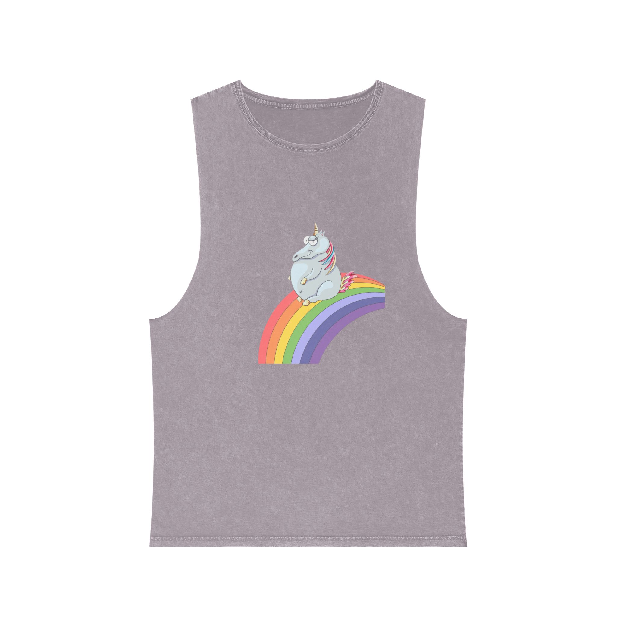 Unicorn and Rainbow Childrens Tale Magic Art Flat Unisex Stonewash Tank Top - Image 17