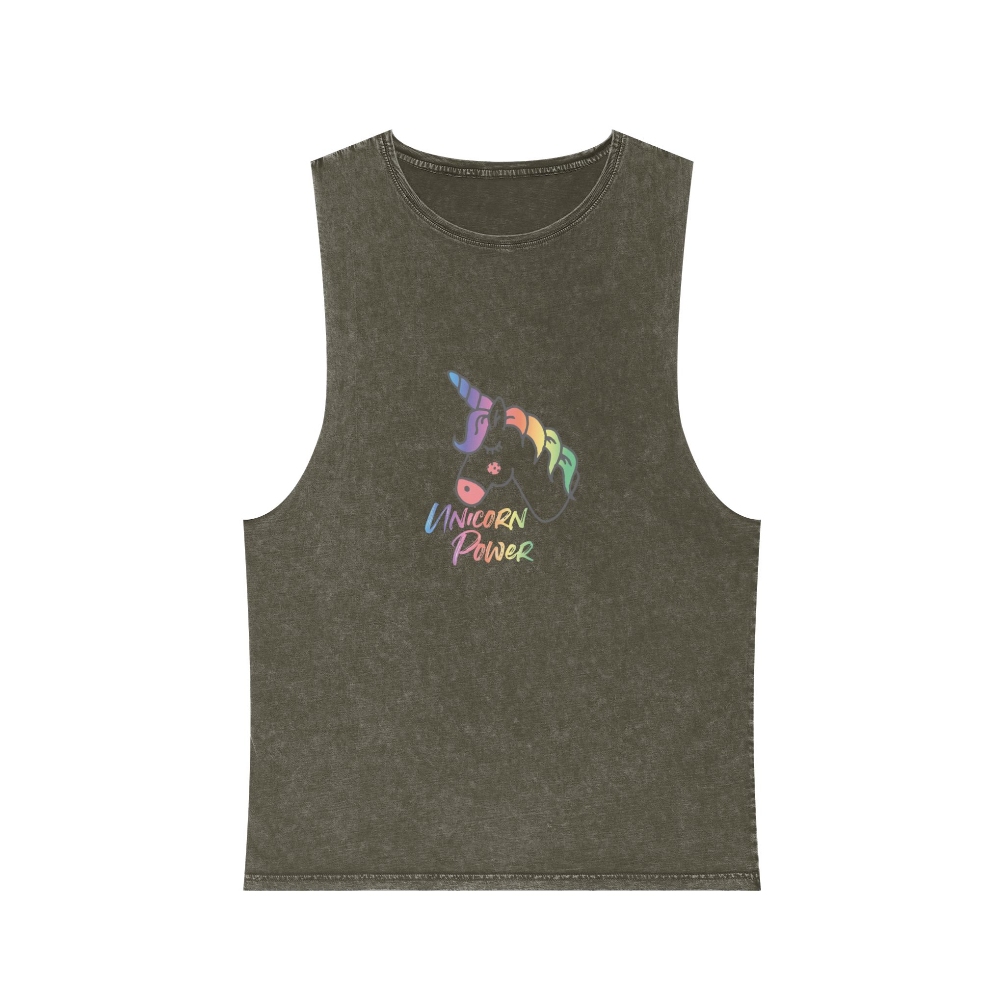 Cute Magical Unicorn Hand Drawn Illustration Unisex Stonewash Tank Top - Image 5