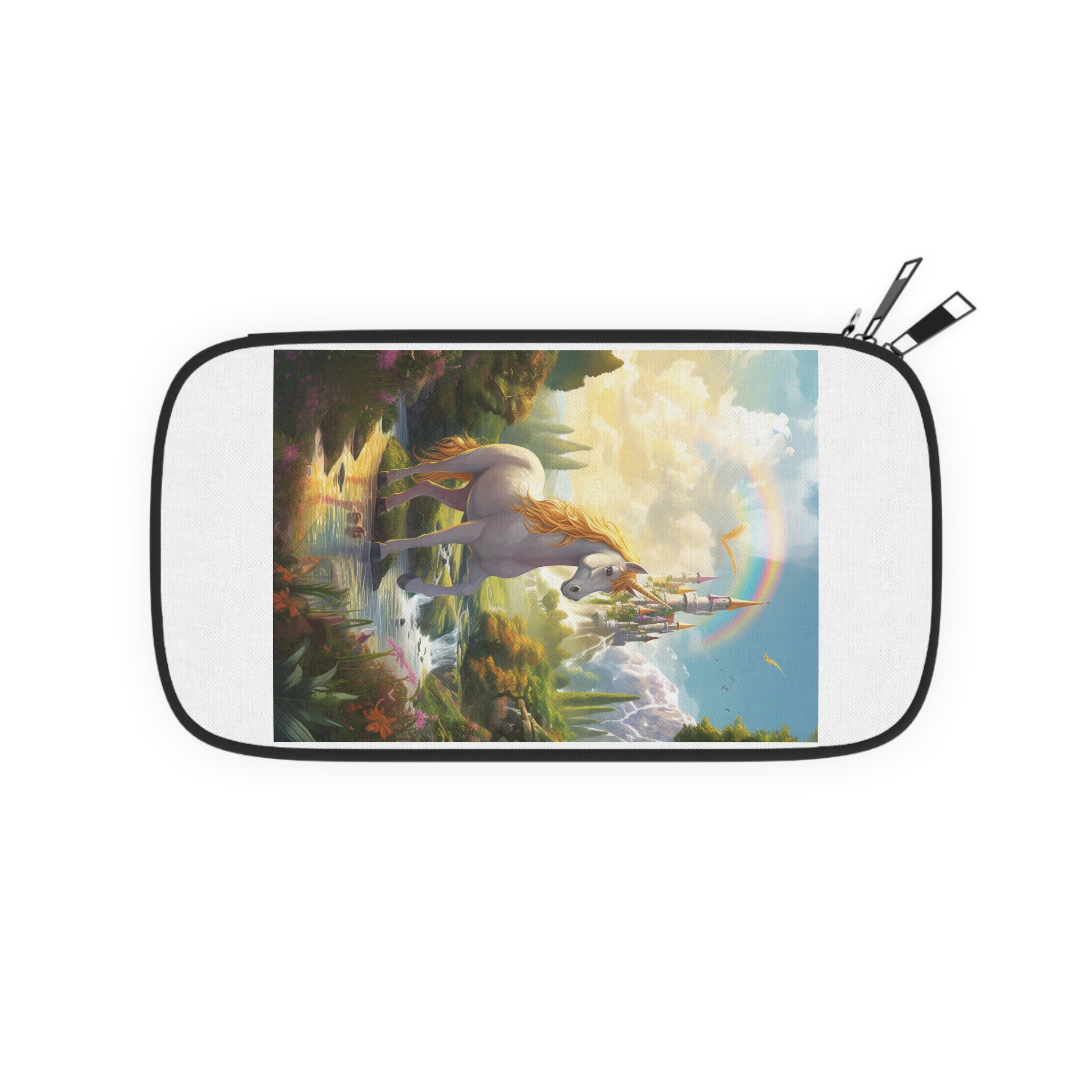 Painting Unicorn Fantasy Setting With Castle Background Generative Ai Passport Wallet