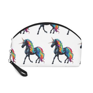 Black Unicorn With Rainbow Mane Horn Generative Ai Makeup Bag