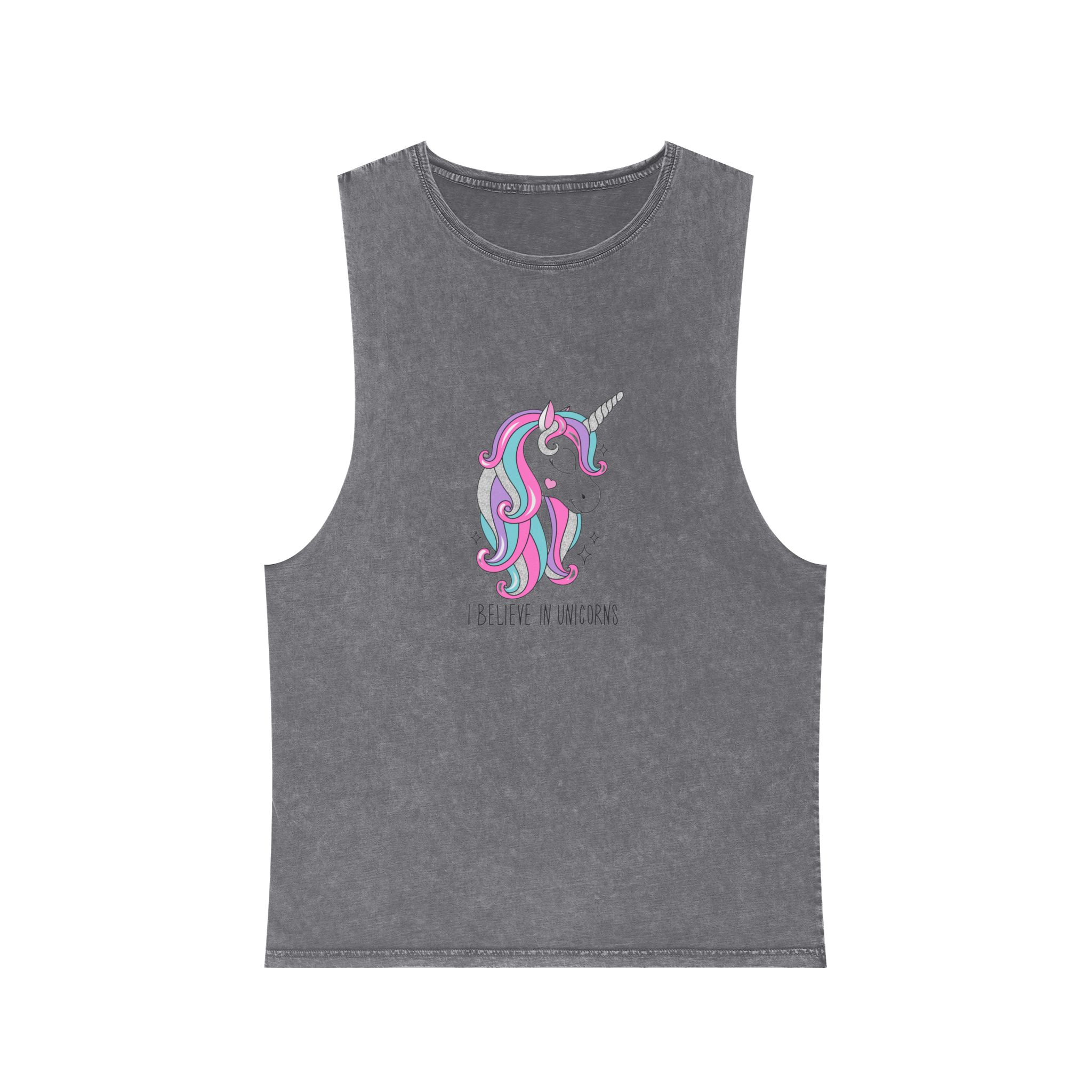 I Belive In Unicorns Copia Unisex Stonewash Tank Top - Image 9