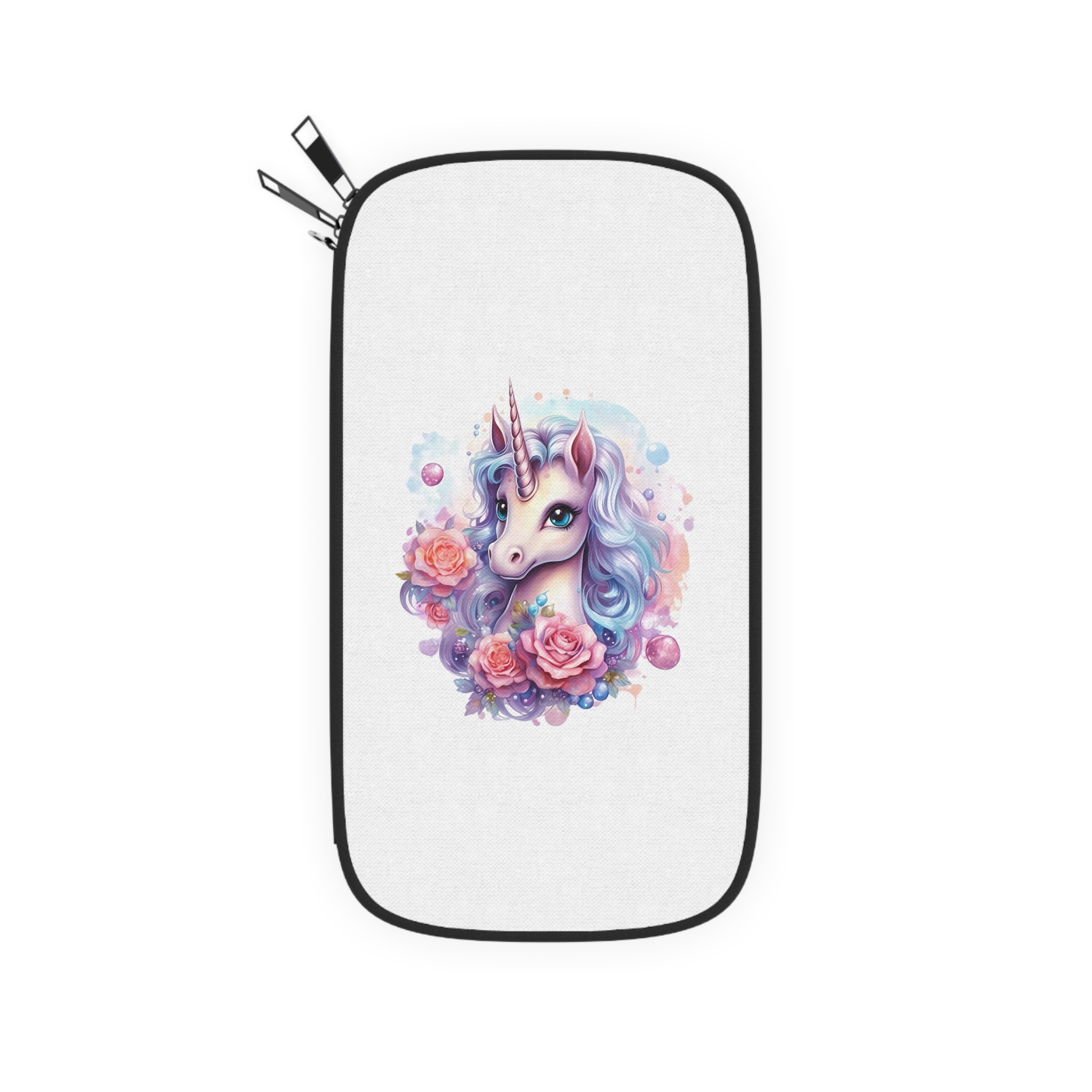 Cute Colorful Magic Unicorn With Flowers Watercolor Style (8) Copy Passport Wallet - Image 2