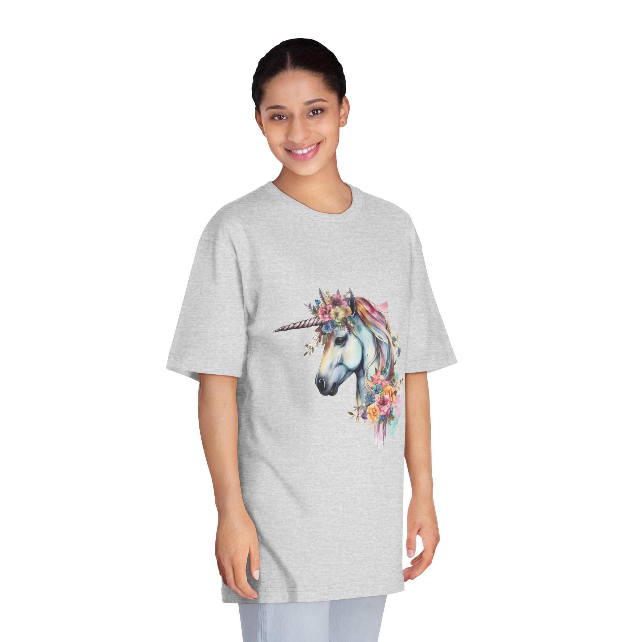 Unicorn With Flower Crown His Head Unisex Classic Crewneck T Shirt - Image 15