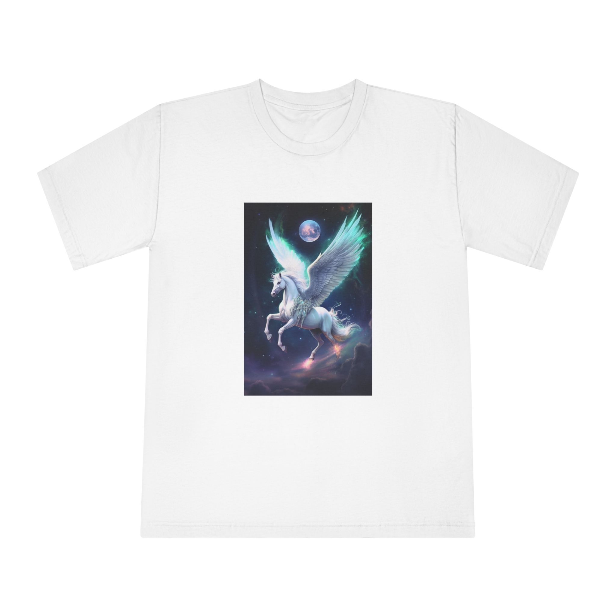 Unicorn With Wings Flying Sky With Full Moon Background Generative Ai Unisex Classic Crewneck T Shirt