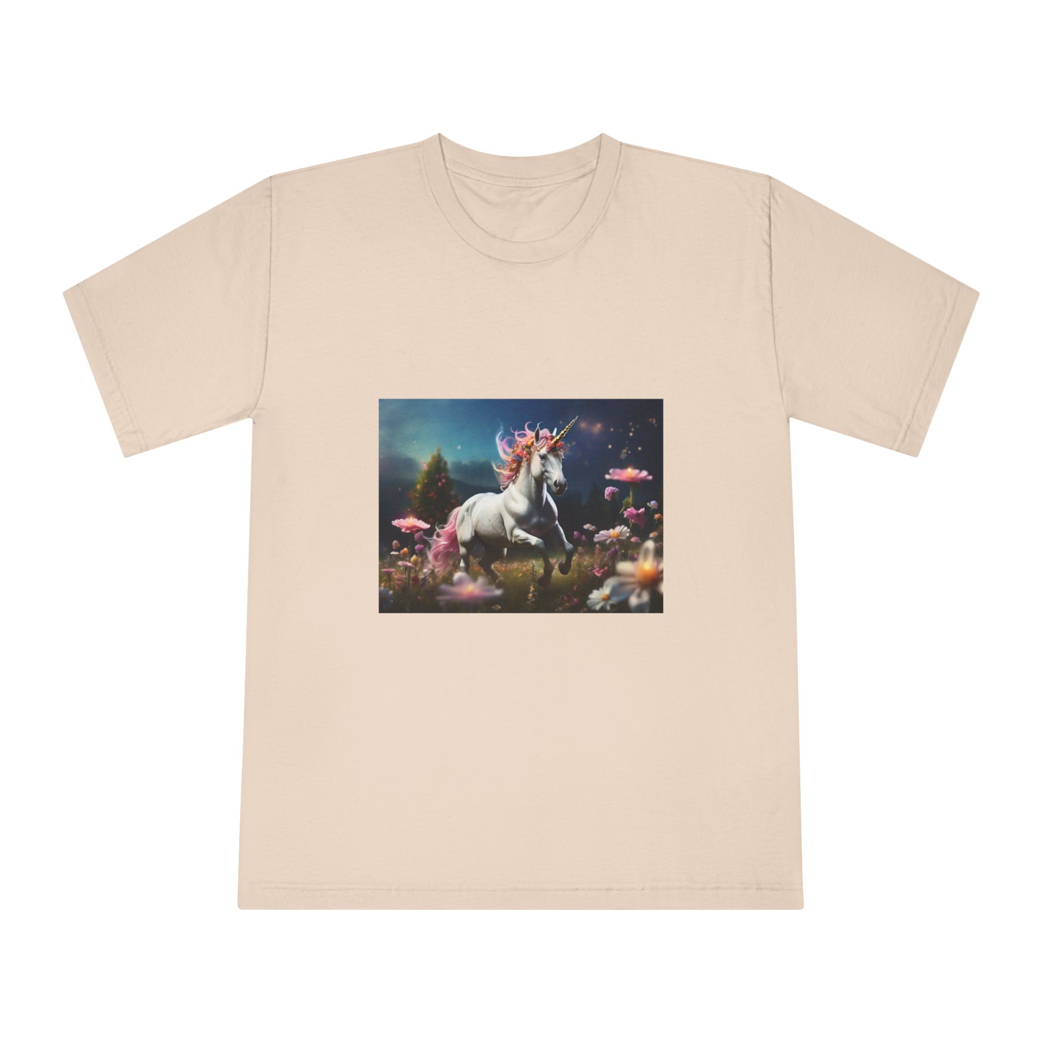 Beautiful Unicorn Running Magical Meadow Unicorn Background Images Whimsical Unicorn (23) Unisex Classic Crewneck T Shirt - Image 9