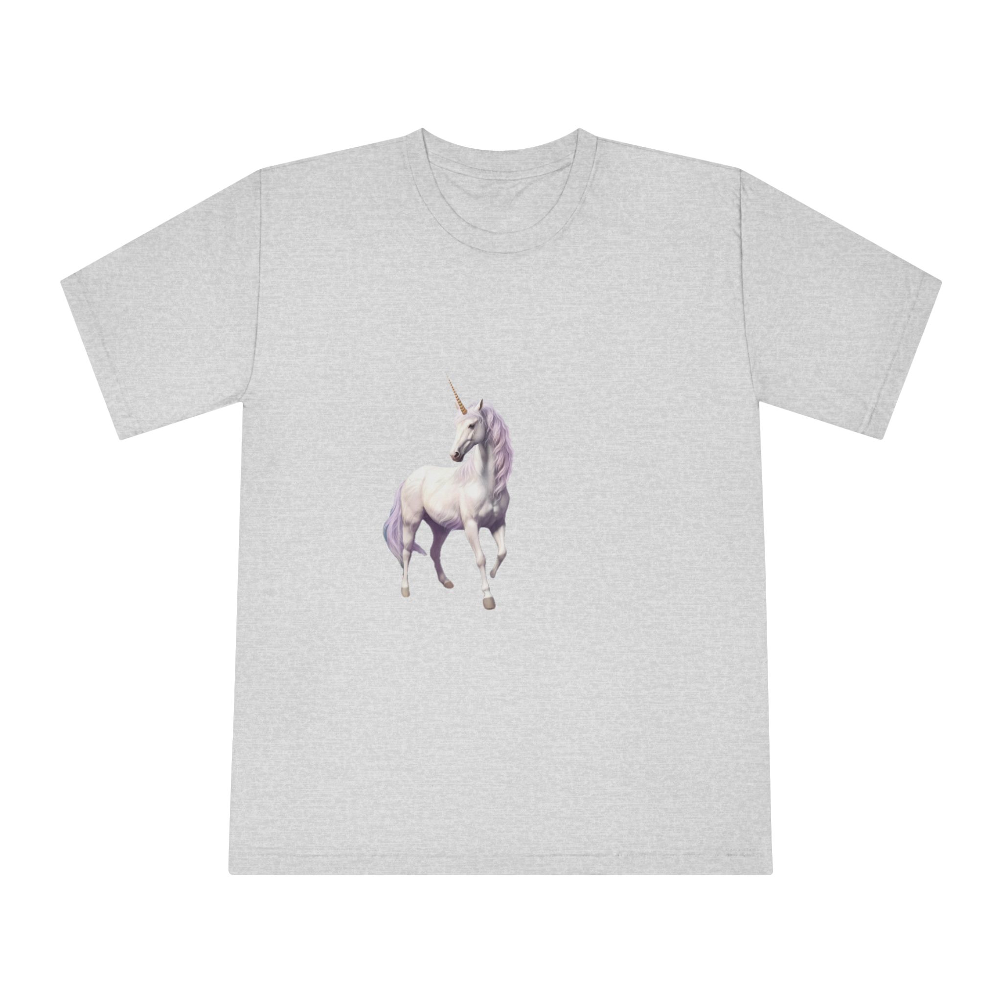 Unicorn Standing Field Flowers With Mountains Background Generative Ai Unisex Classic Crewneck T Shirt - Image 13