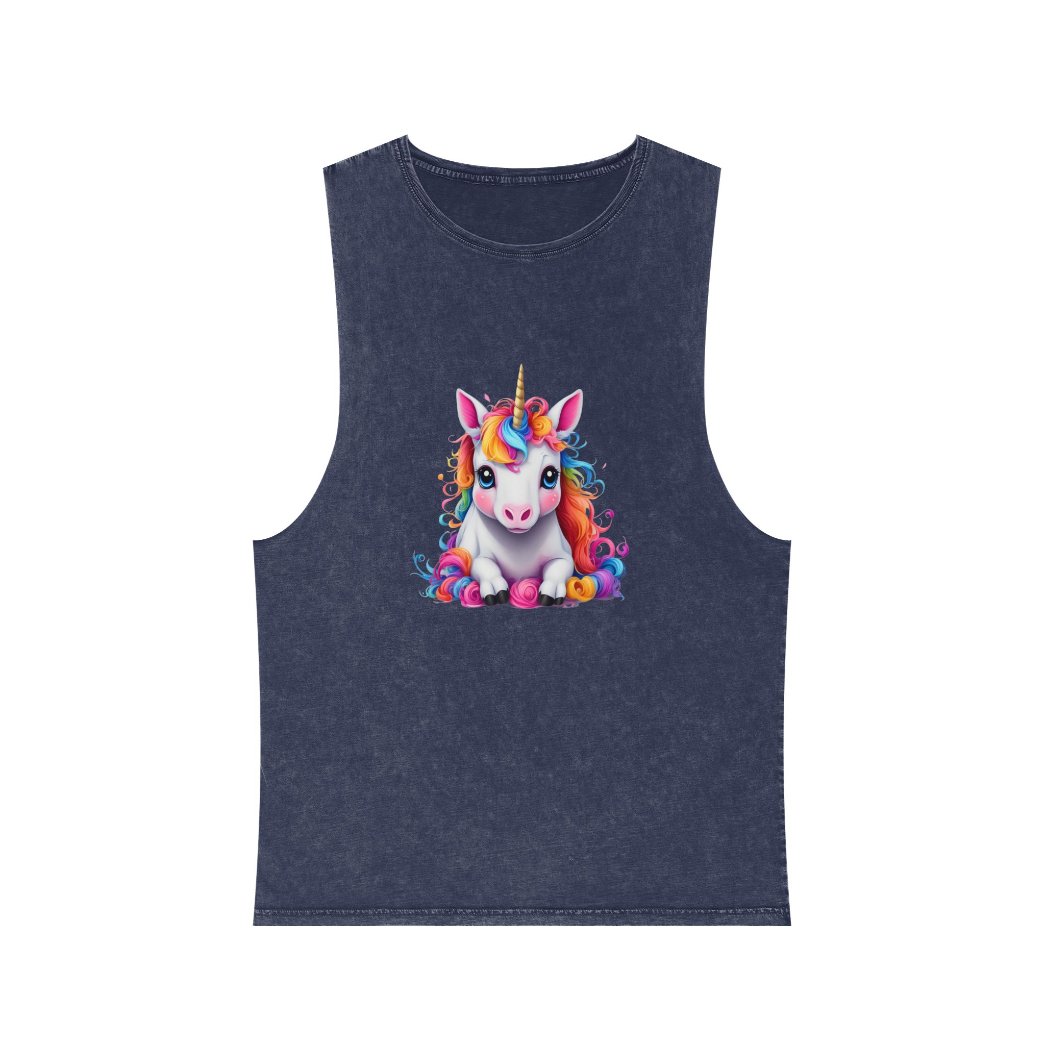 Cute Unicorn With Colorful Hair Isolated White Background Unisex Stonewash Tank Top - Image 13