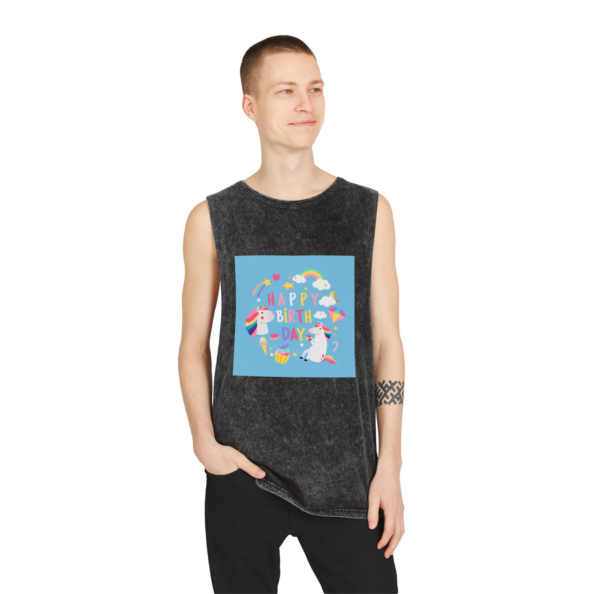 Unicorn V144 Unisex Stonewash Tank Top - Image 3