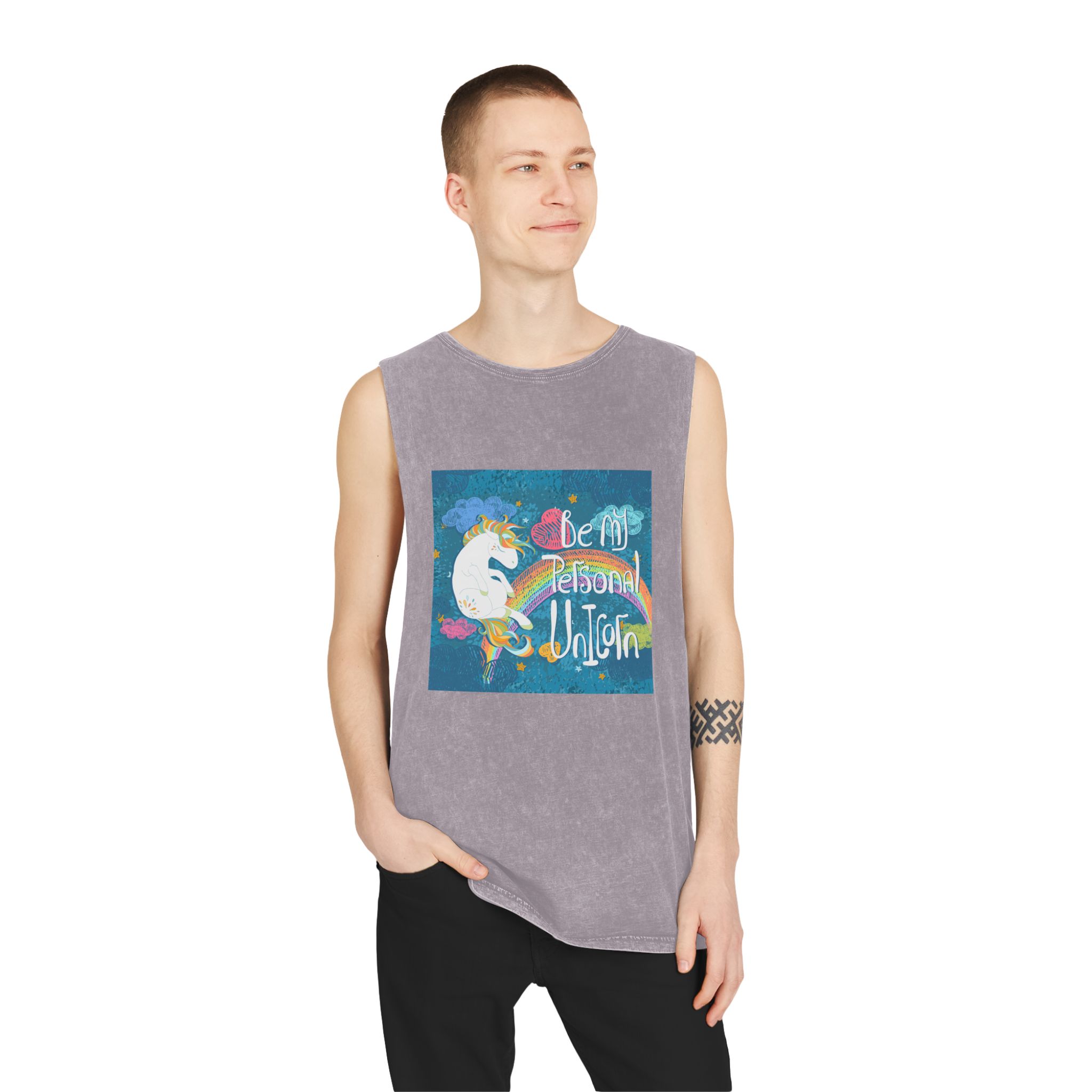 Be My Personal Unicorn Unisex Stonewash Tank Top - Image 19